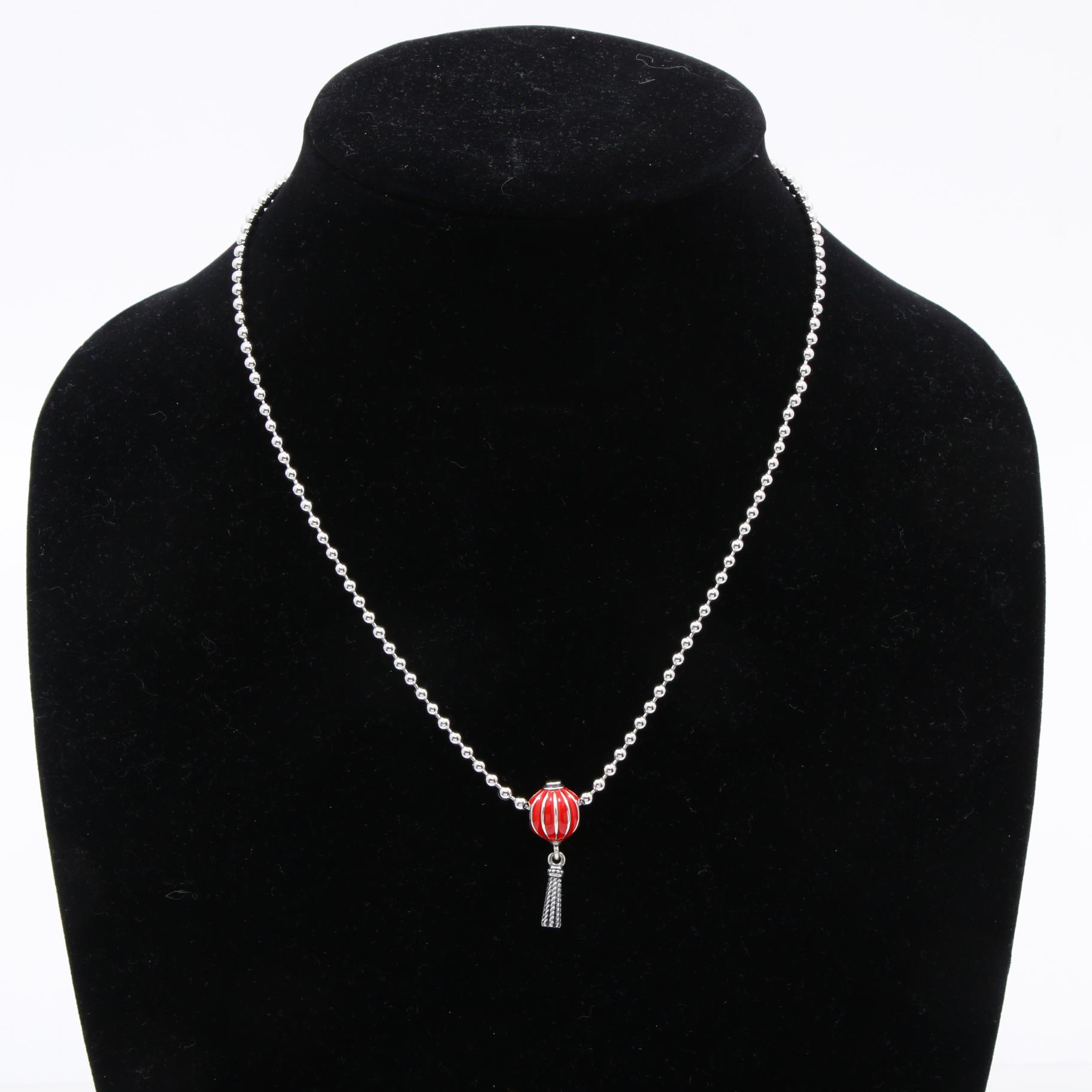 Pandora Sterling Lantern Charm on Danecraft Sterling Bead Chain Necklace