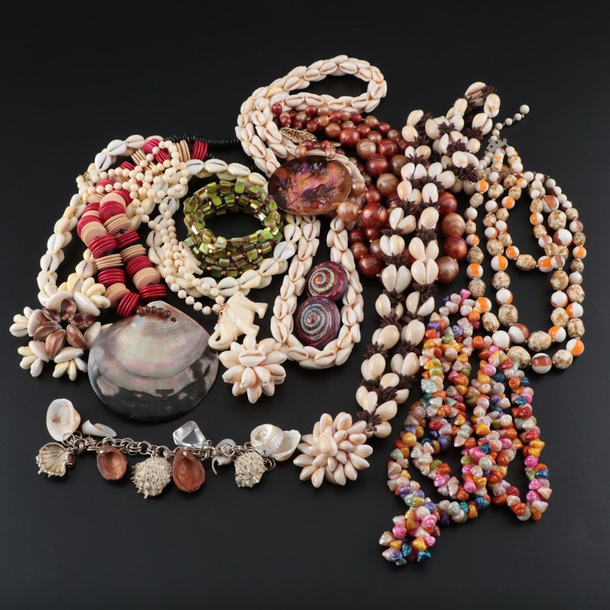 Assorted Shell, Horn and Celluloid Jewelry