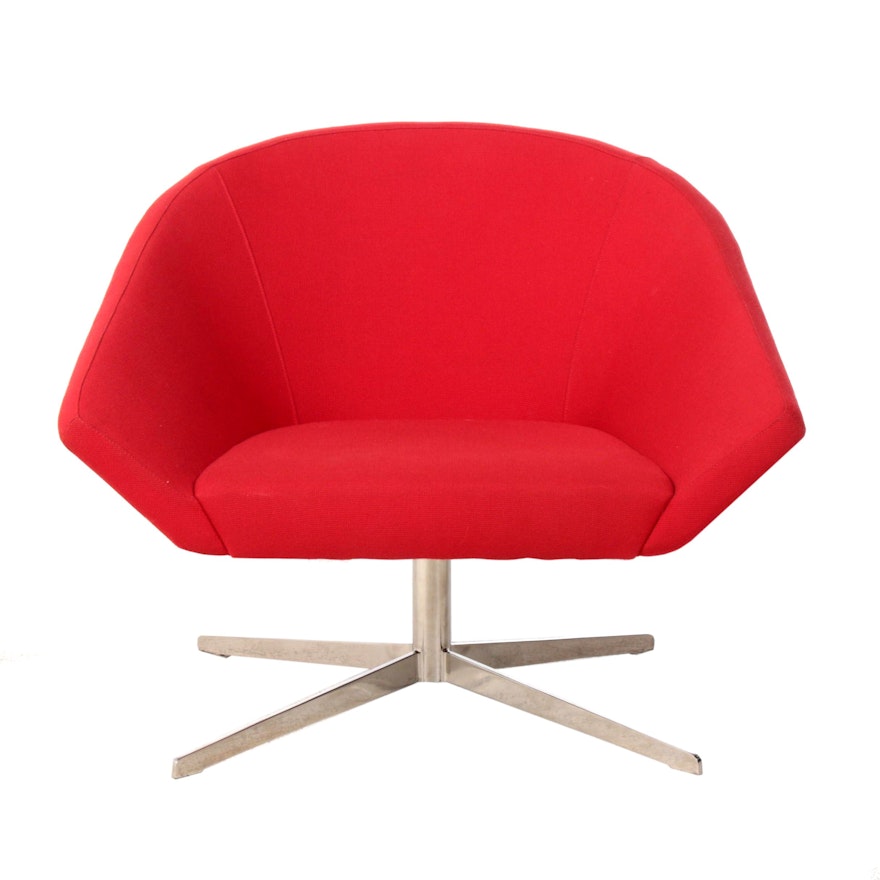 Remy Red Upholstered Swivel Lounge Chair by Bernhardt