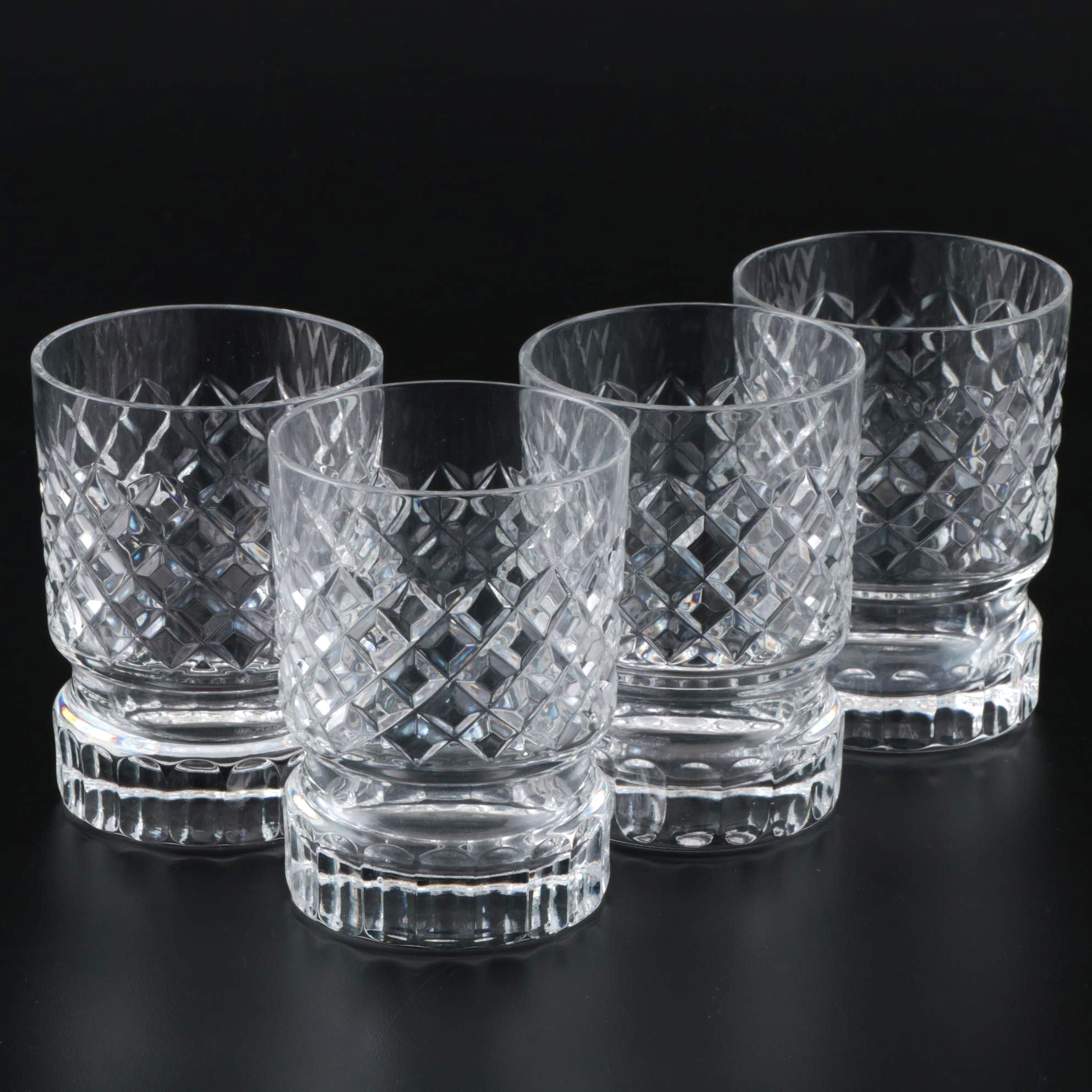 Cut Crystal Footed Old Fashioned Glasses, Vintage