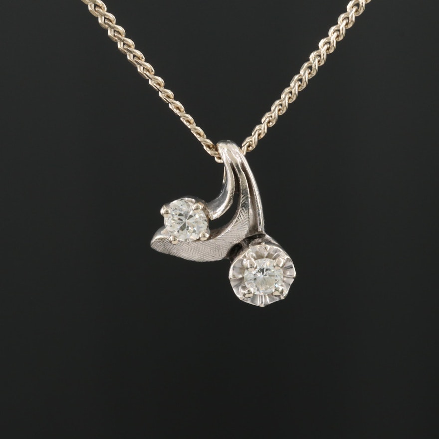 14K Gold Diamond Pendant Necklace