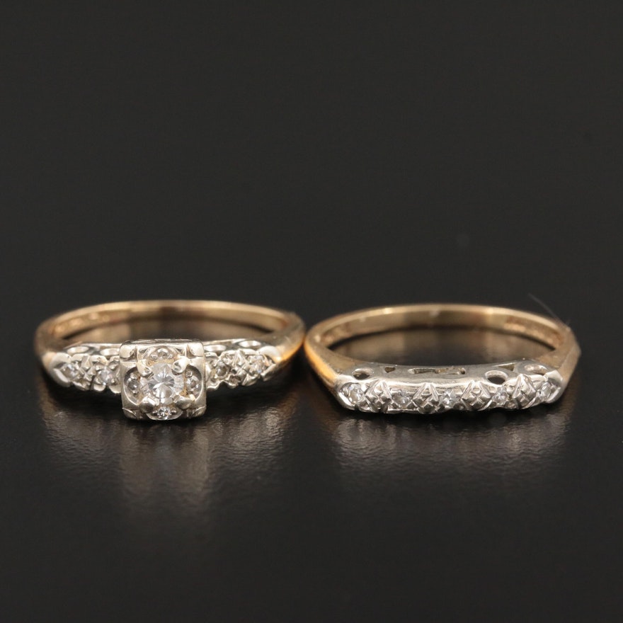 Vintage 14K Gold Diamond Ring Set