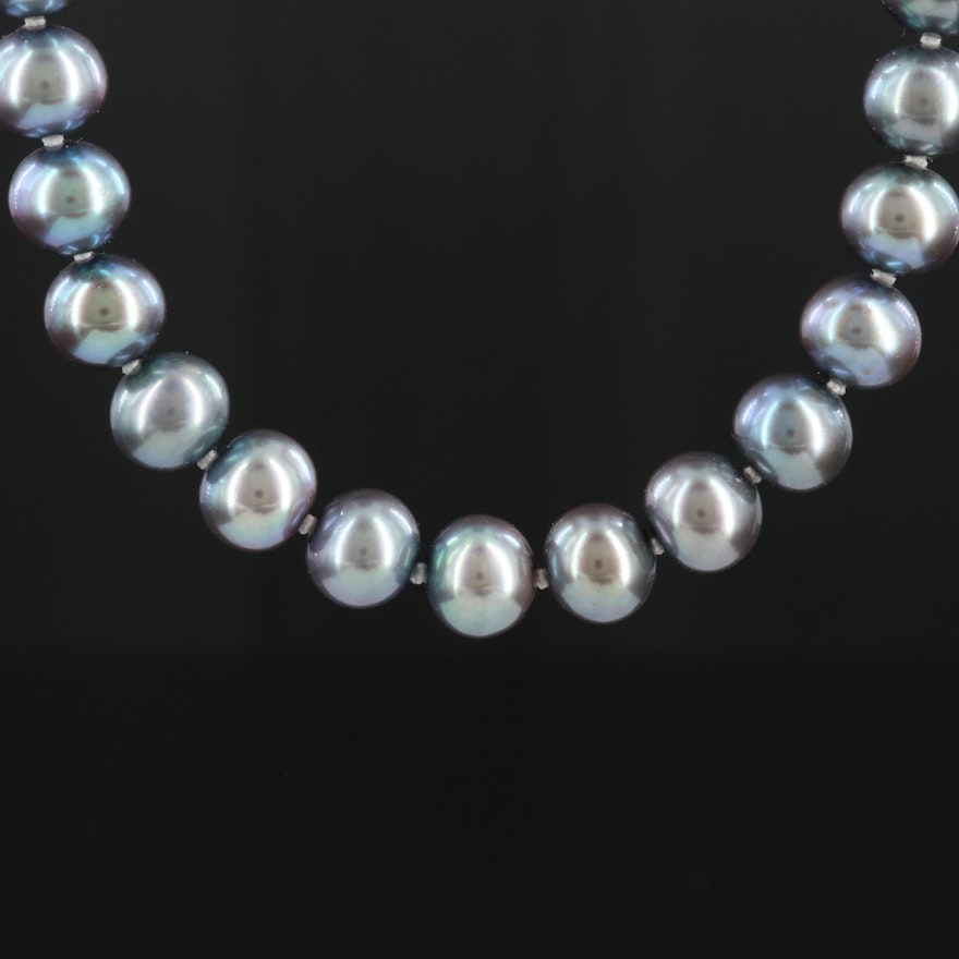 Individually Knotted Pearl Necklace with 14K White Gold Clasp
