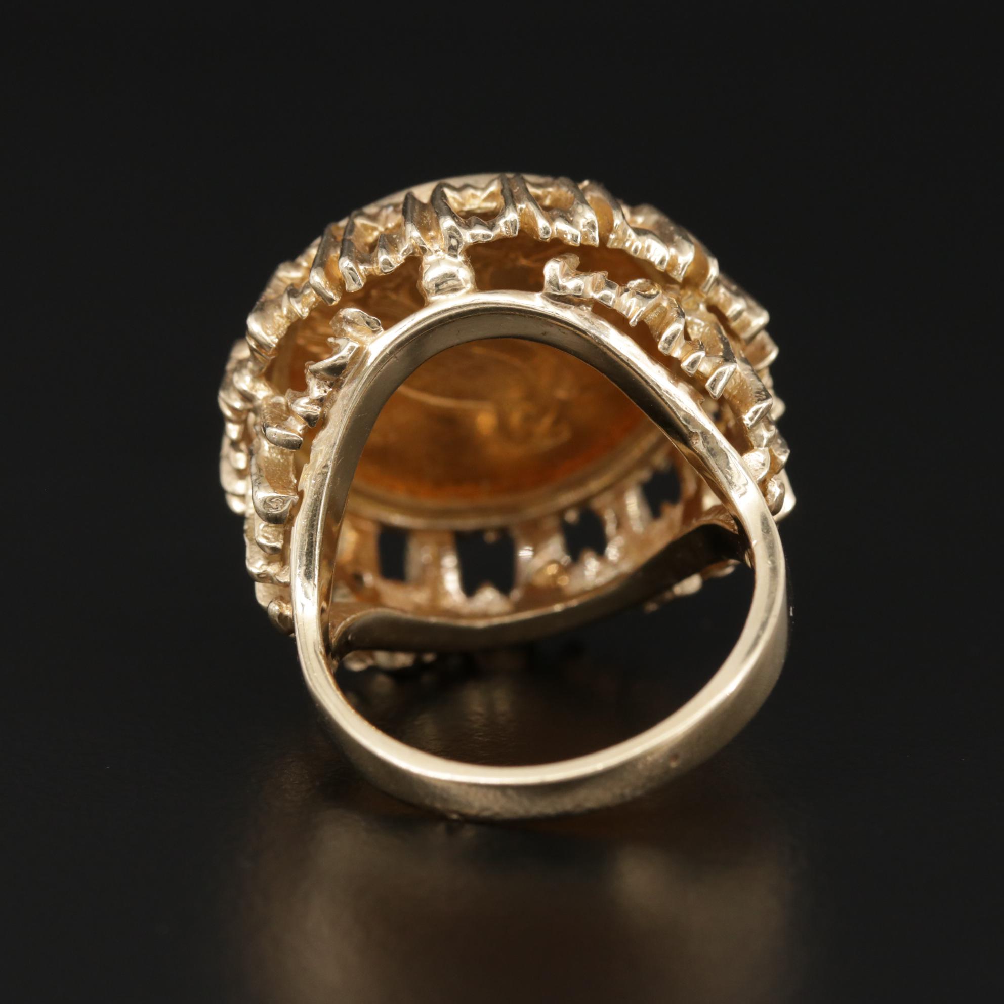 14K Gold Ring with 1914 Indian Head $2.50 Gold Quarter Eagle Coin