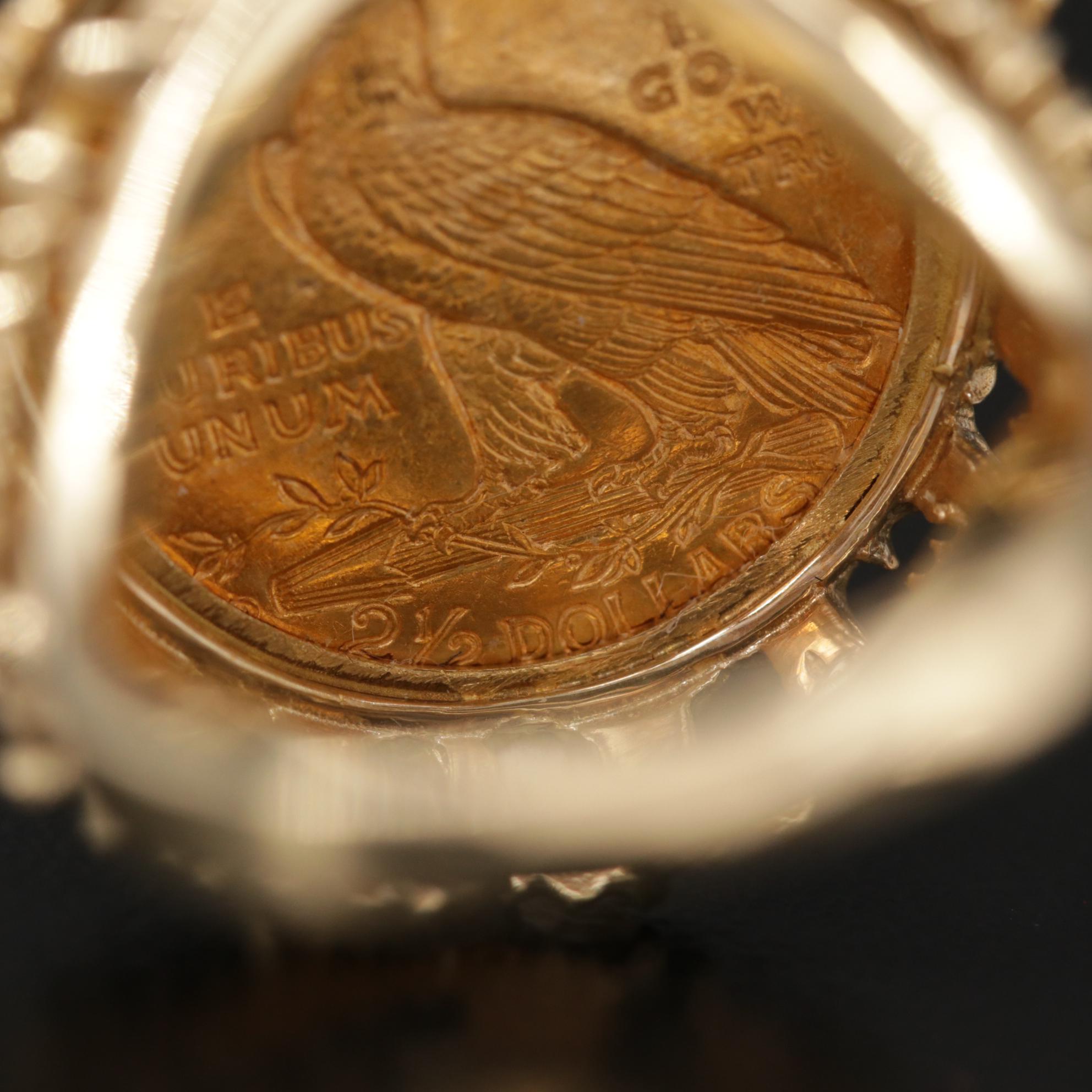 14K Gold Ring with 1914 Indian Head $2.50 Gold Quarter Eagle Coin