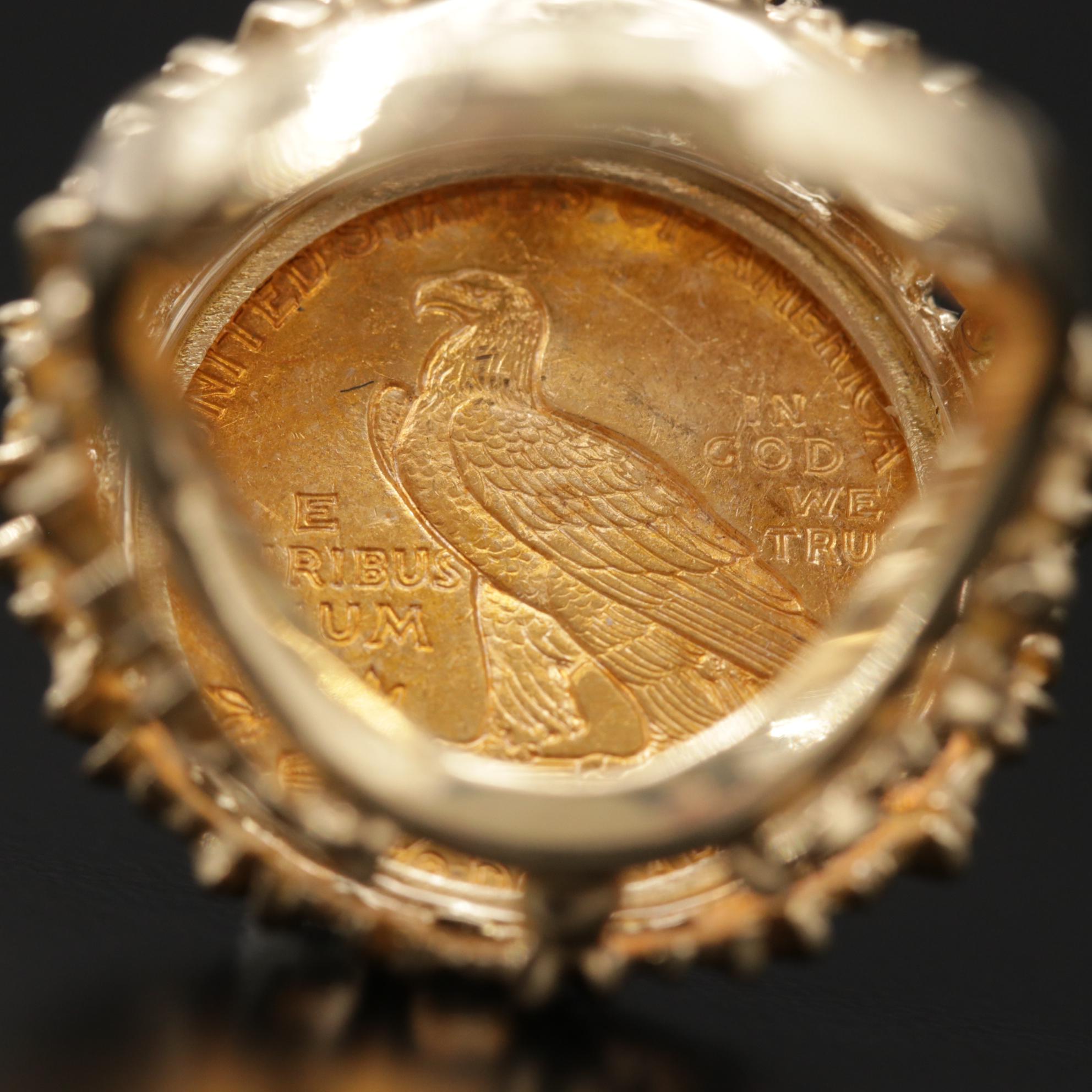 14K Gold Ring with 1914 Indian Head $2.50 Gold Quarter Eagle Coin