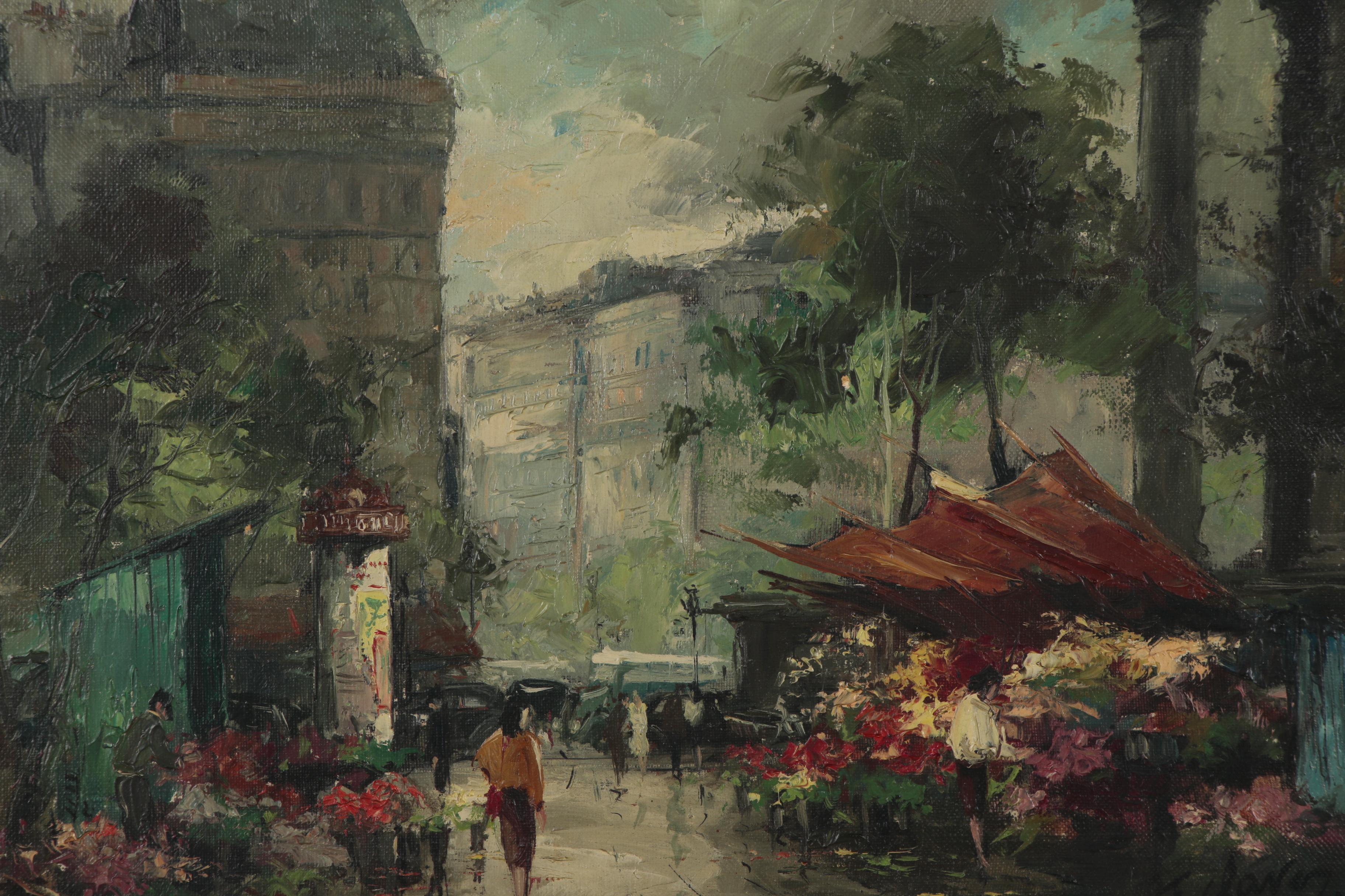 Fernand Claver Parisian Street Scene Oil Painting "La Madeleine"