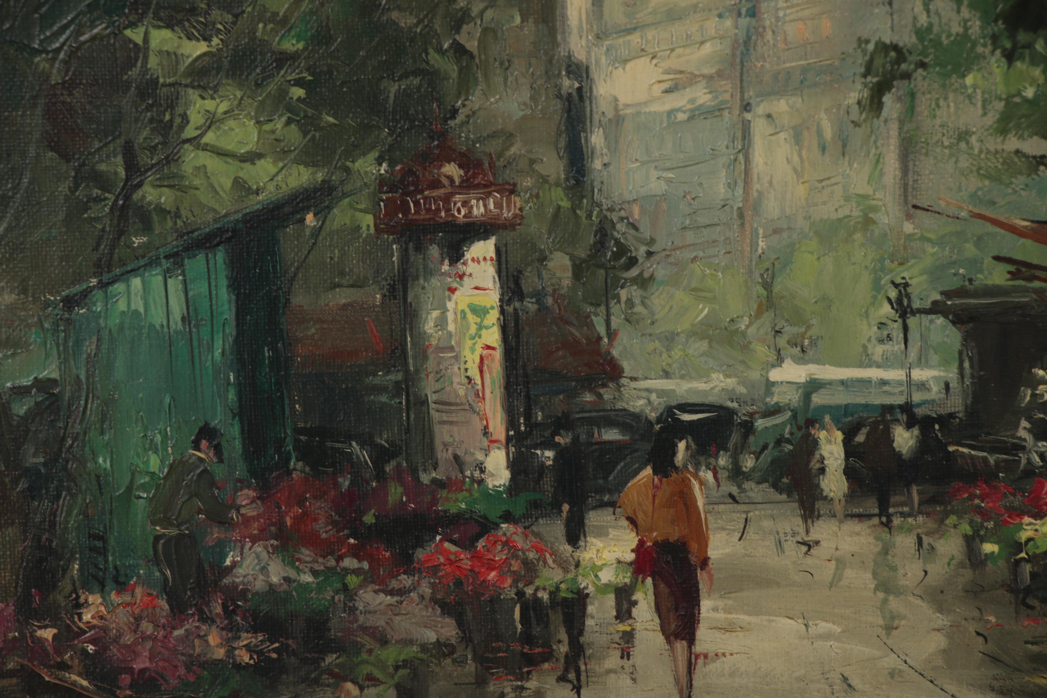 Fernand Claver Parisian Street Scene Oil Painting "La Madeleine"