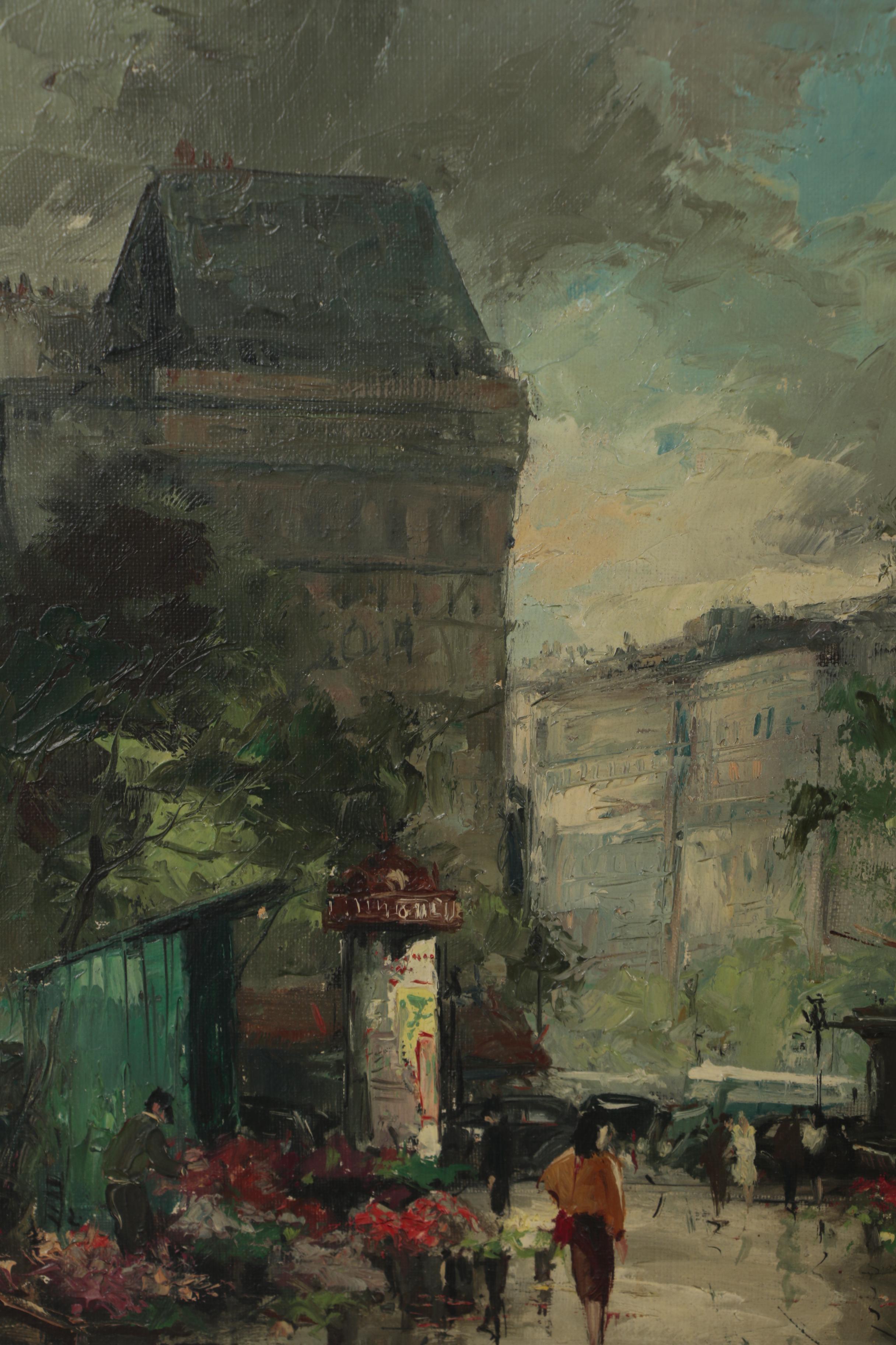 Fernand Claver Parisian Street Scene Oil Painting "La Madeleine"