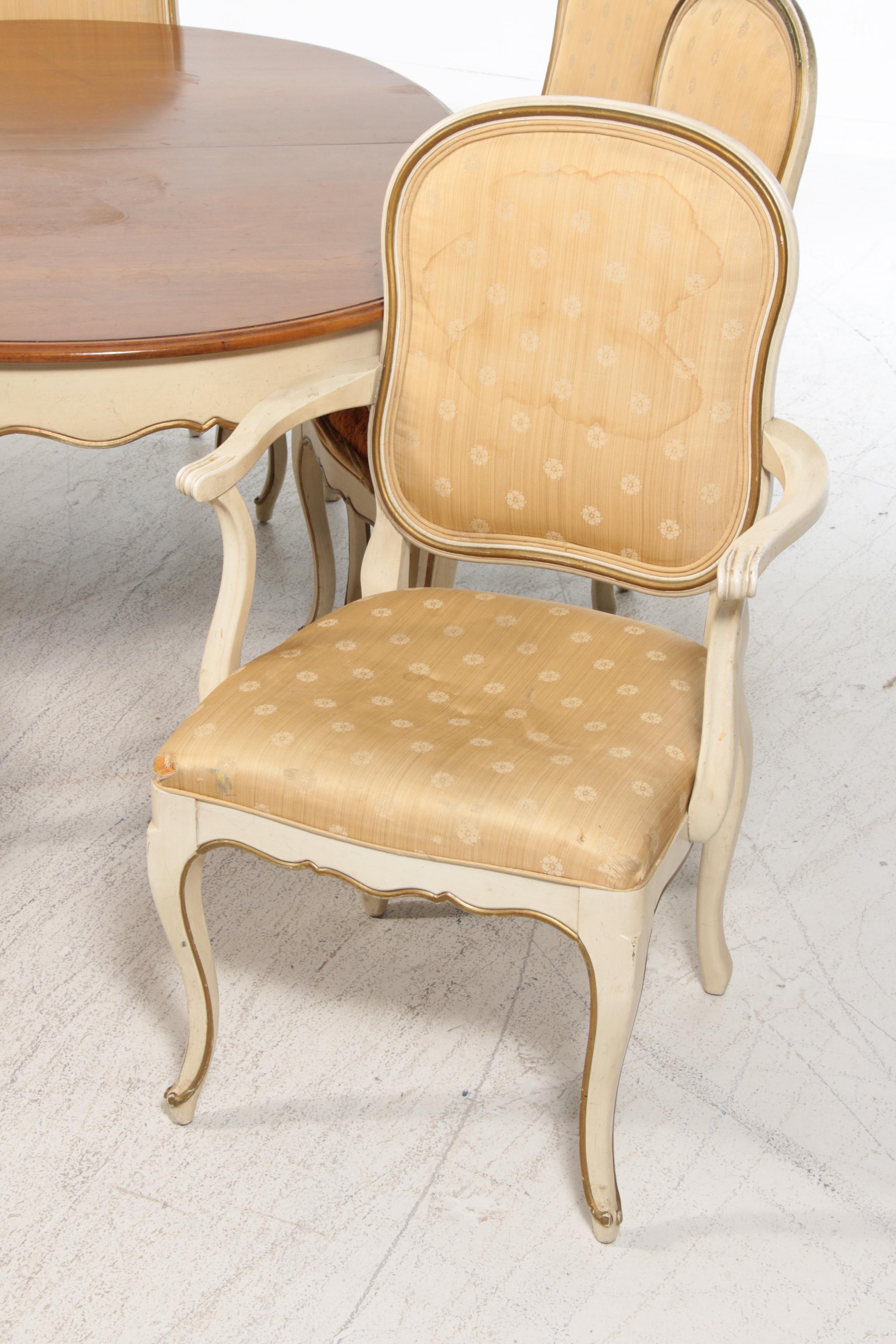 Davis Cabinet Co. French Provincial Style Painted Dining Set, Late 20th C.