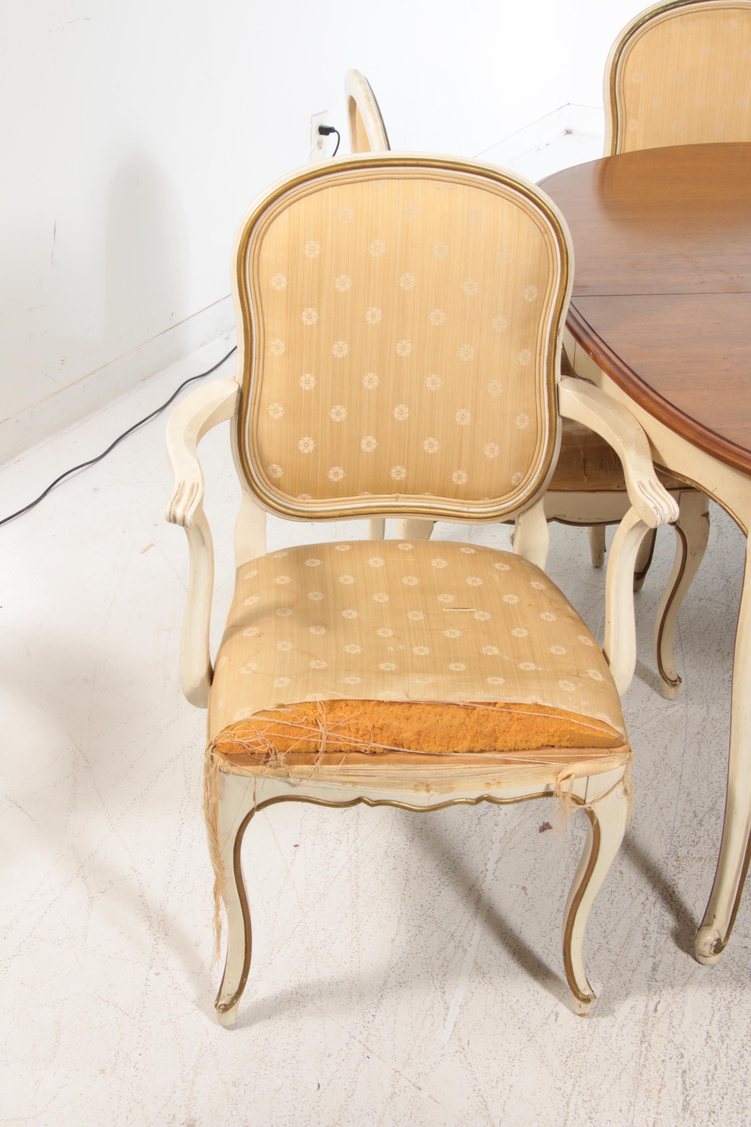 Davis Cabinet Co. French Provincial Style Painted Dining Set, Late 20th C.