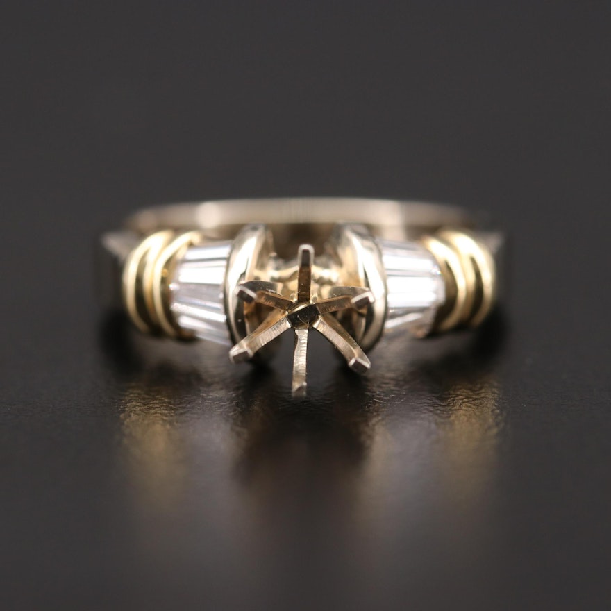 14K White Gold Diamond Semi-Mount Ring