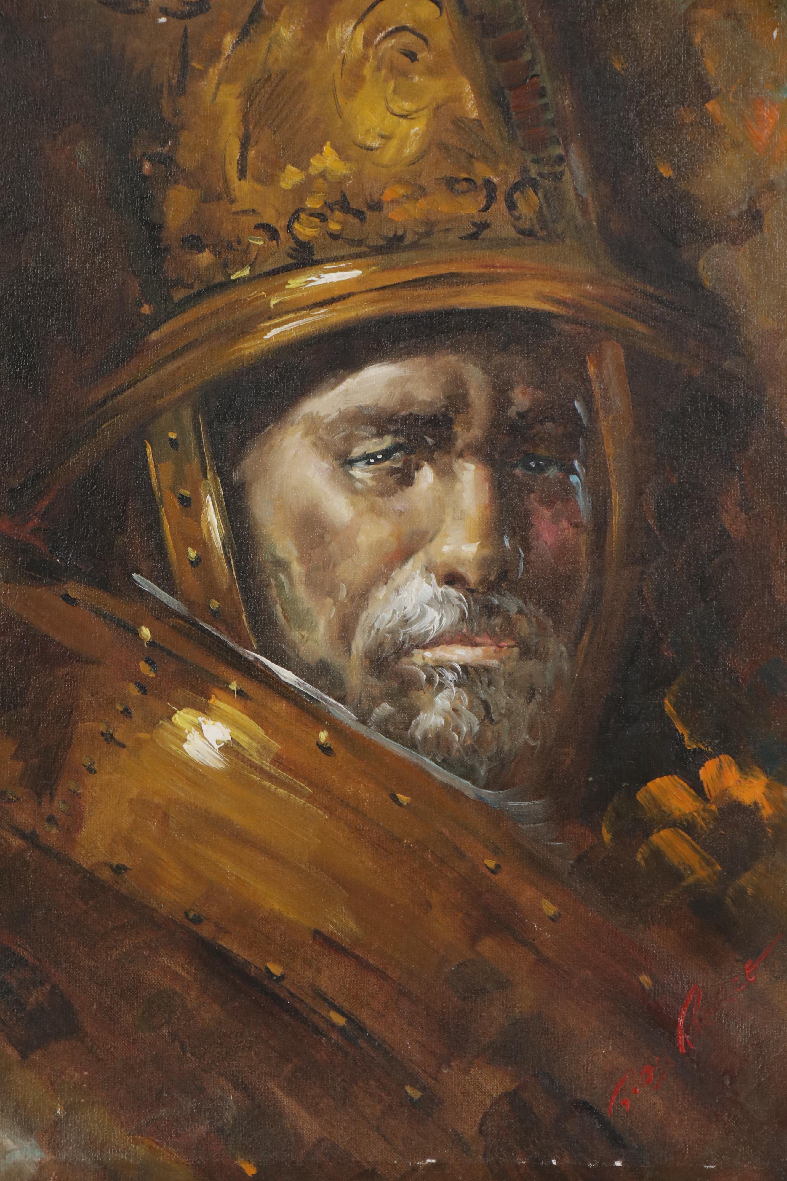 Roy Pierce Oil Painting after "The Man with the Golden Helmet"