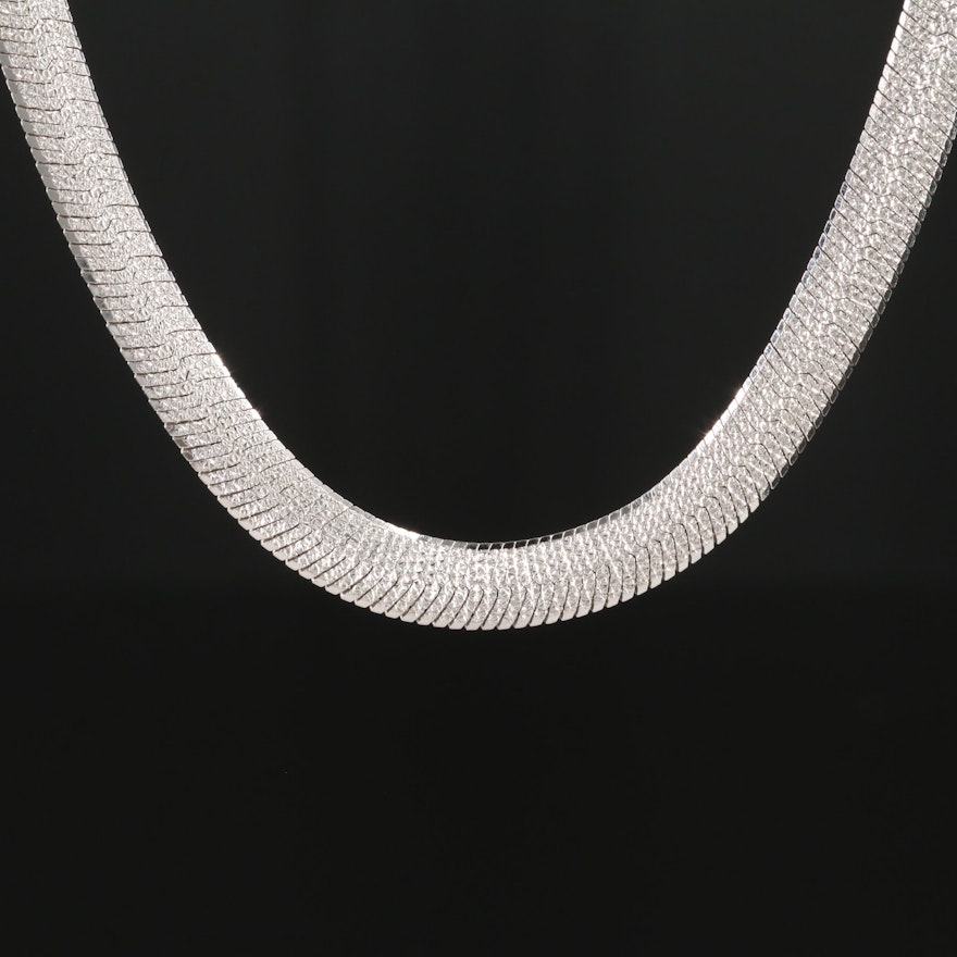 Sterling Silver Textured Herringbone Chain