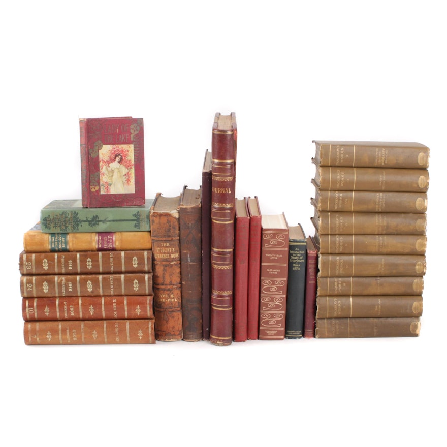 Bound French Periodicals, English Literary Works, and Handwritten Farm Ledger