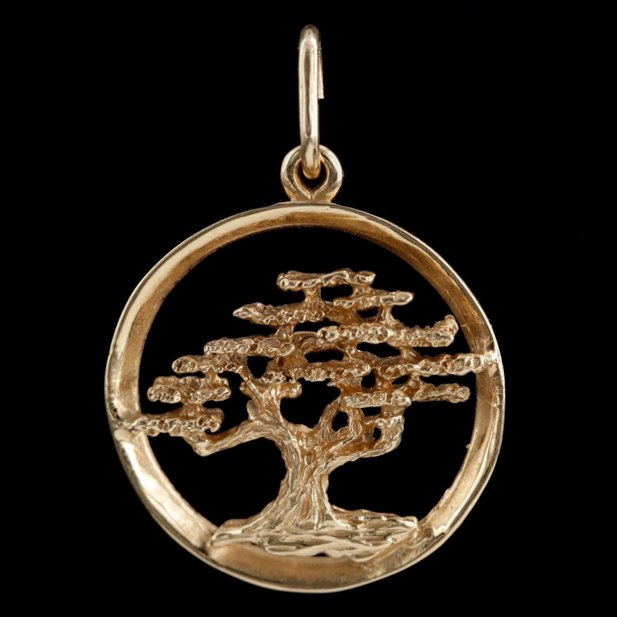 14K Yellow Gold Cedar of Lebanon Pendant