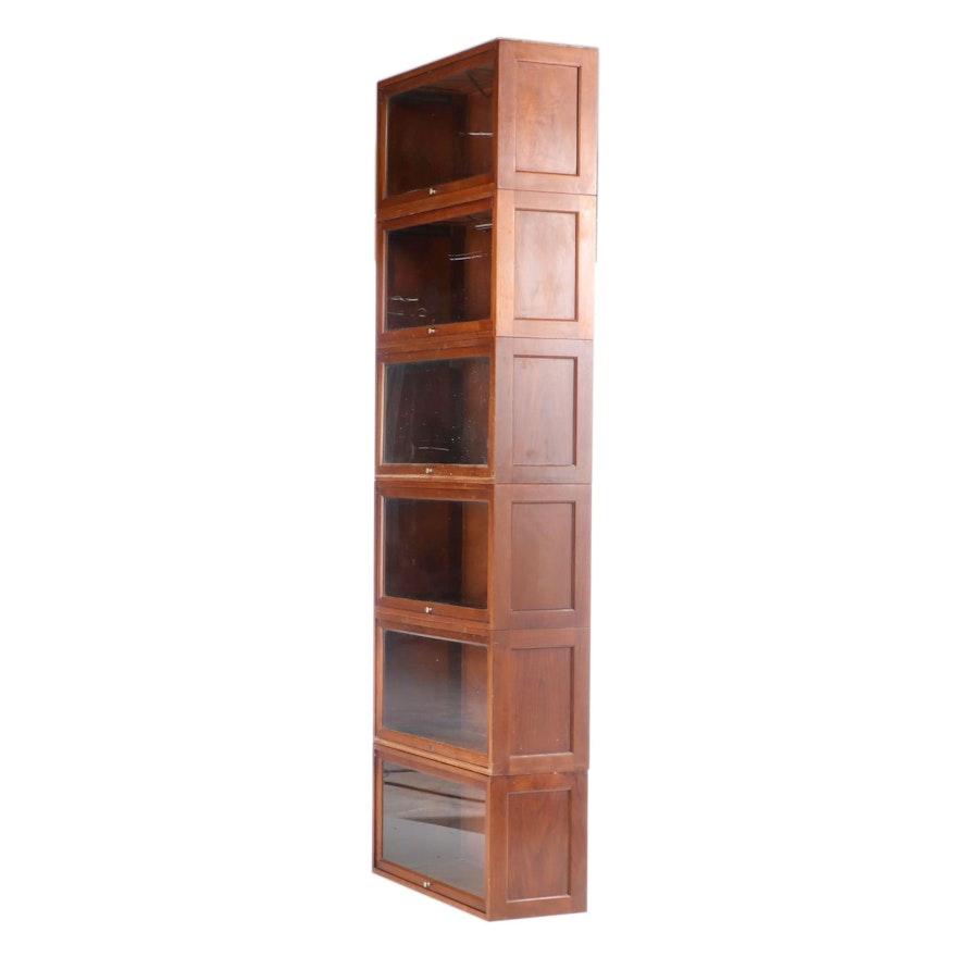 Six Walnut Barrister's Bookcase Sections, Mid-20th Century