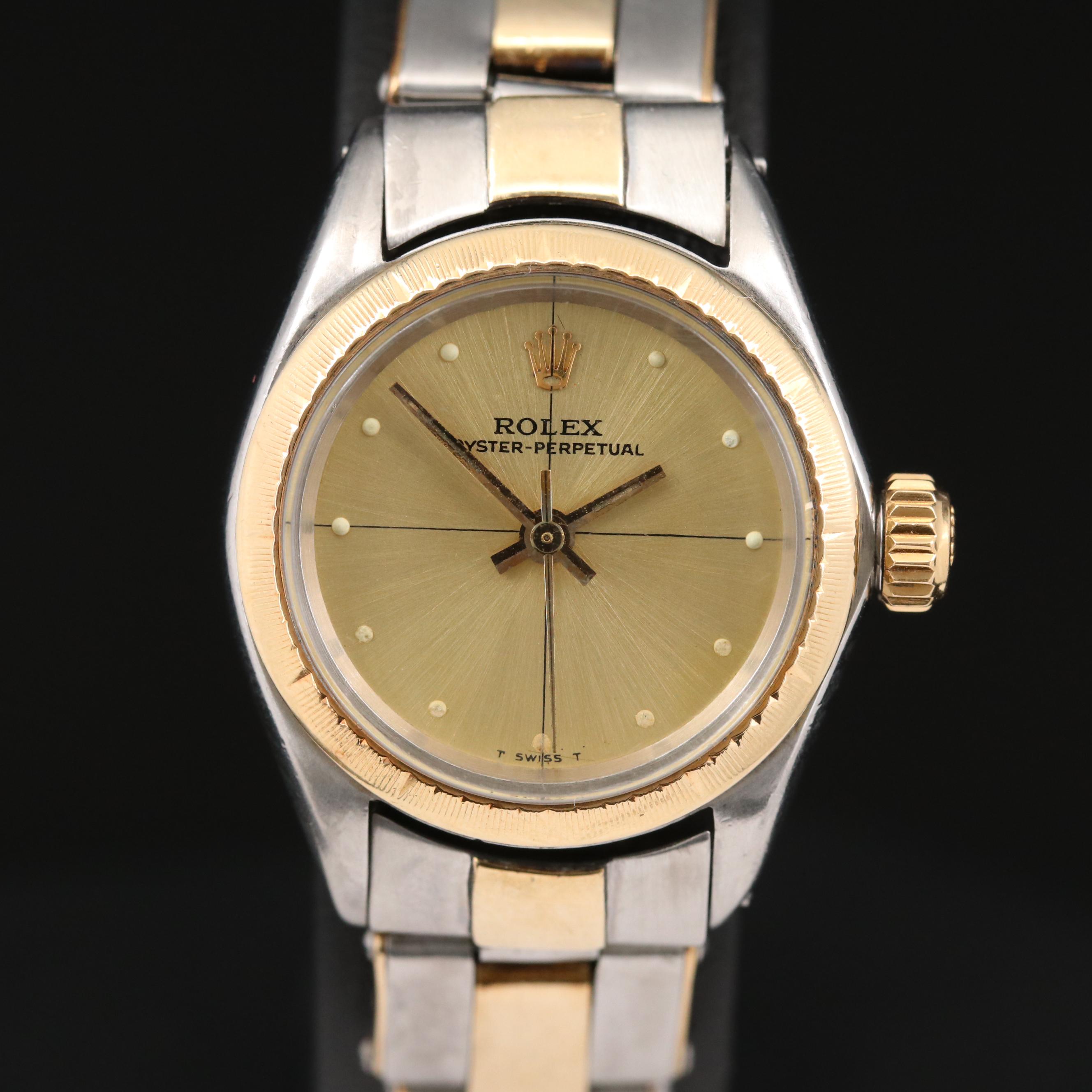 Rolex Oyster Perpetual Zephyr 18K Gold and Stainless Steel Watch, Vintage
