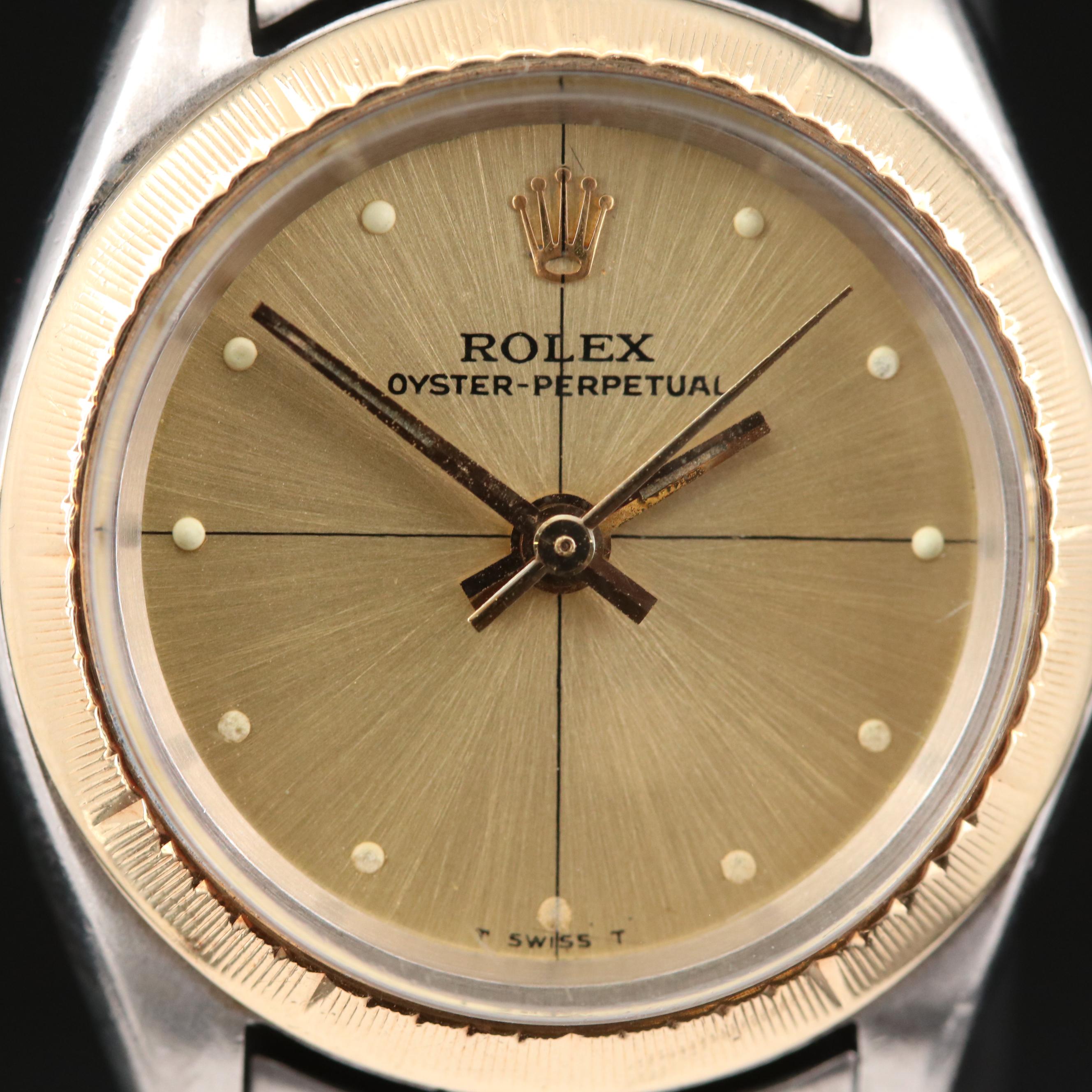 Rolex Oyster Perpetual Zephyr 18K Gold and Stainless Steel Watch, Vintage
