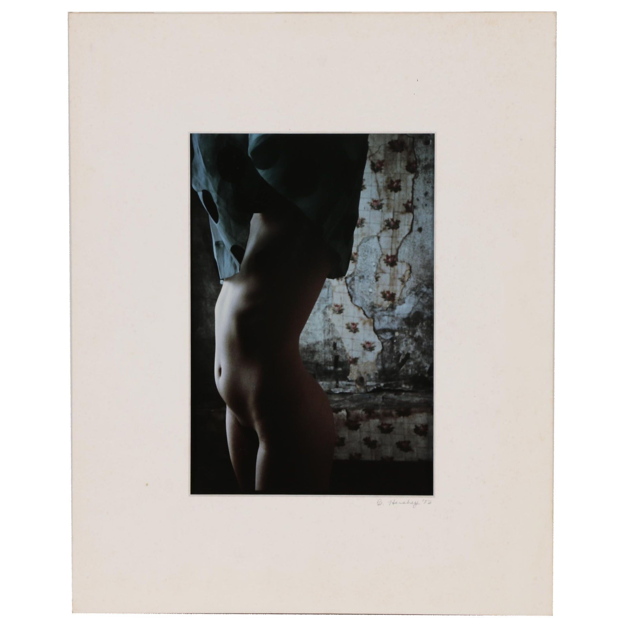 Barbara Hershey Figural Cliché Verre Photograph "Female Nude with Spotted Dress"