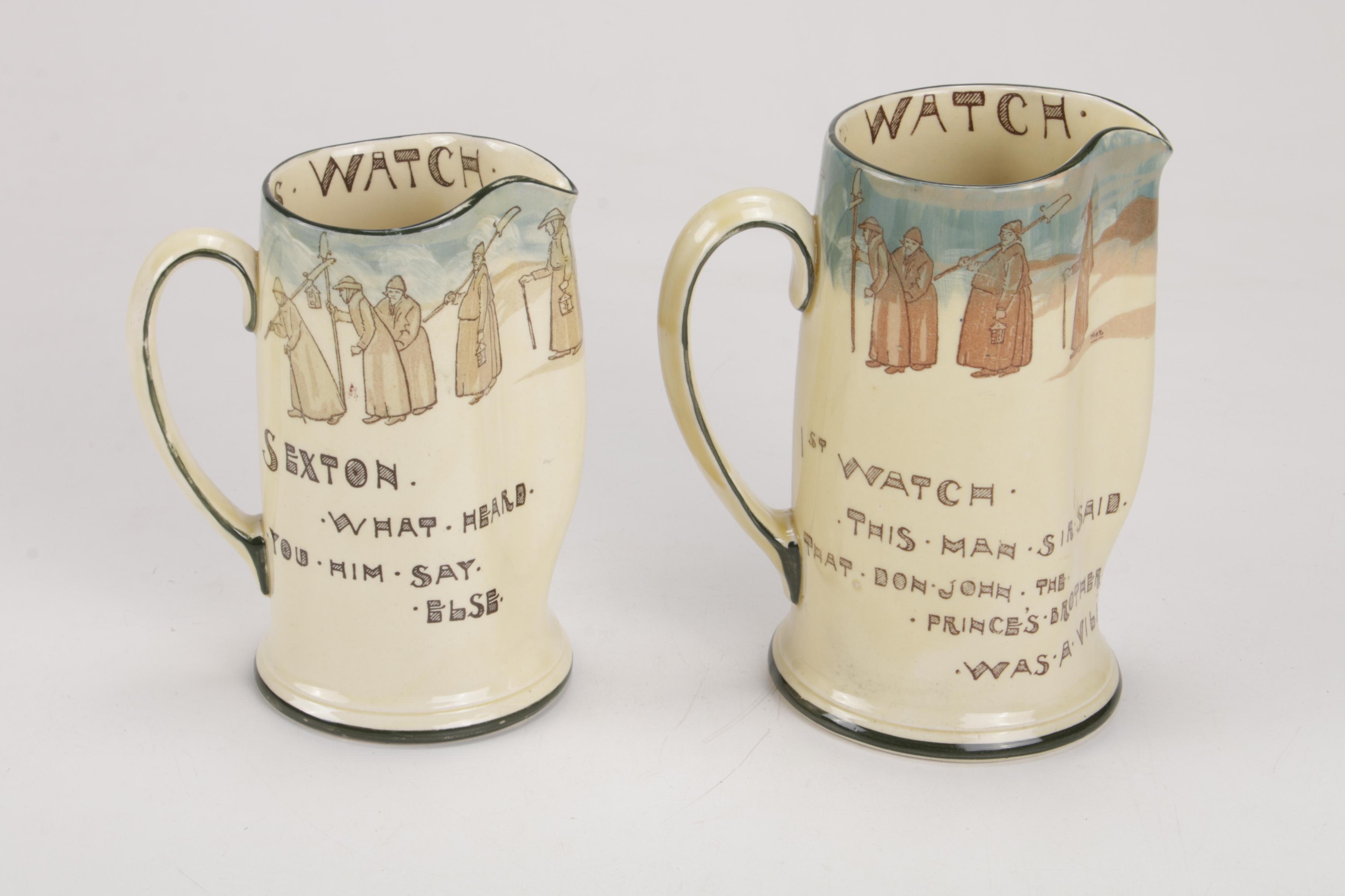 Royal Doulton “Doc Berry’s Watch” Earthenware Tankard Pitchers