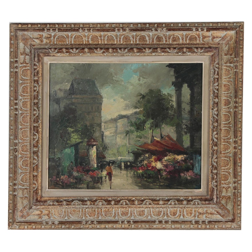 Fernand Claver Parisian Street Scene Oil Painting "La Madeleine"