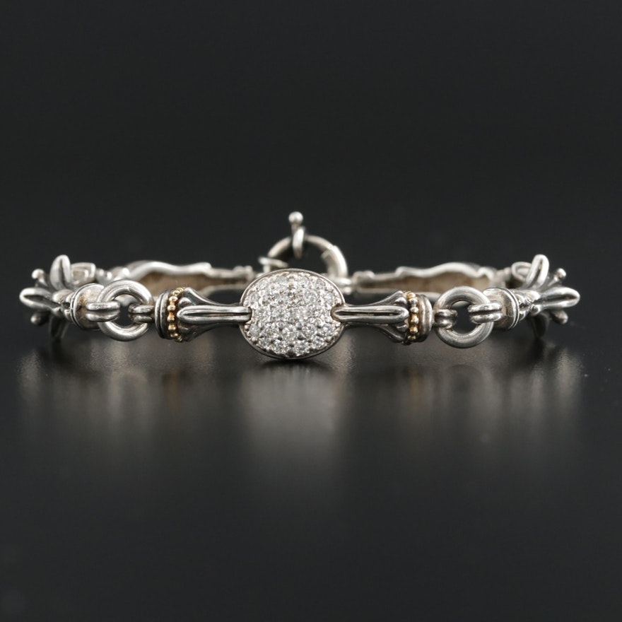 Caviar by Lagos Sterling Silver Diamond Bracelet with 18K Accents