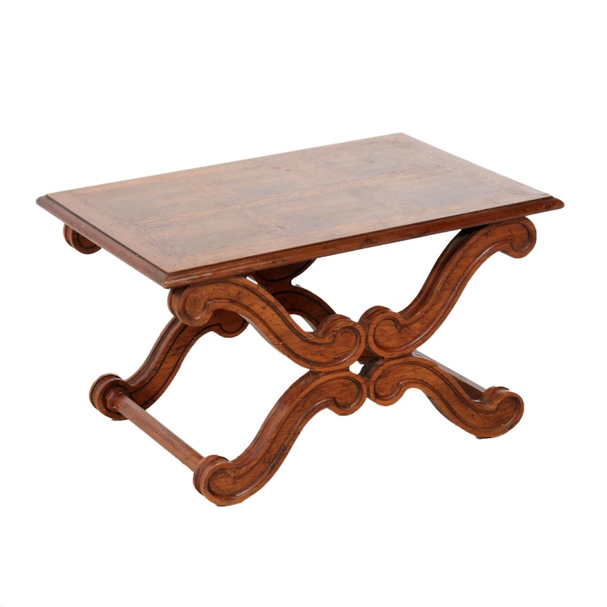 French Provincial Style Parquetry Top Side Table, Late 20th Century