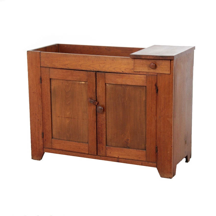American Primitive Walnut Dry Sink, Mid to Late 19th Century