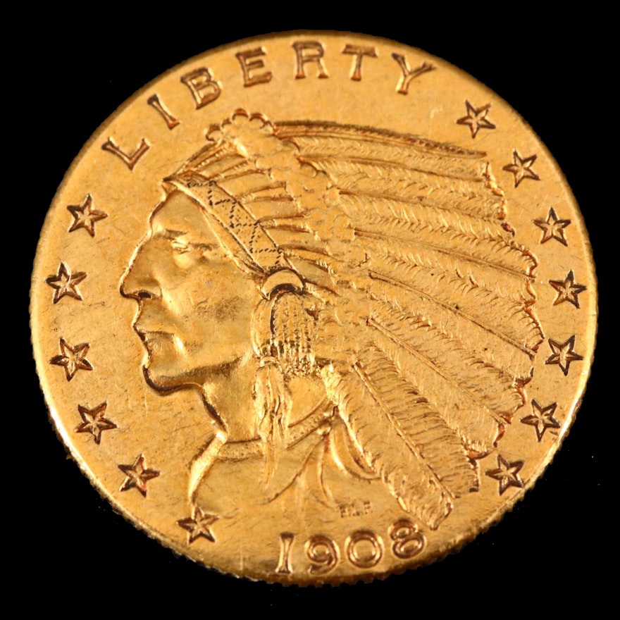1908 Indian Head $2 1/2 Gold Coin