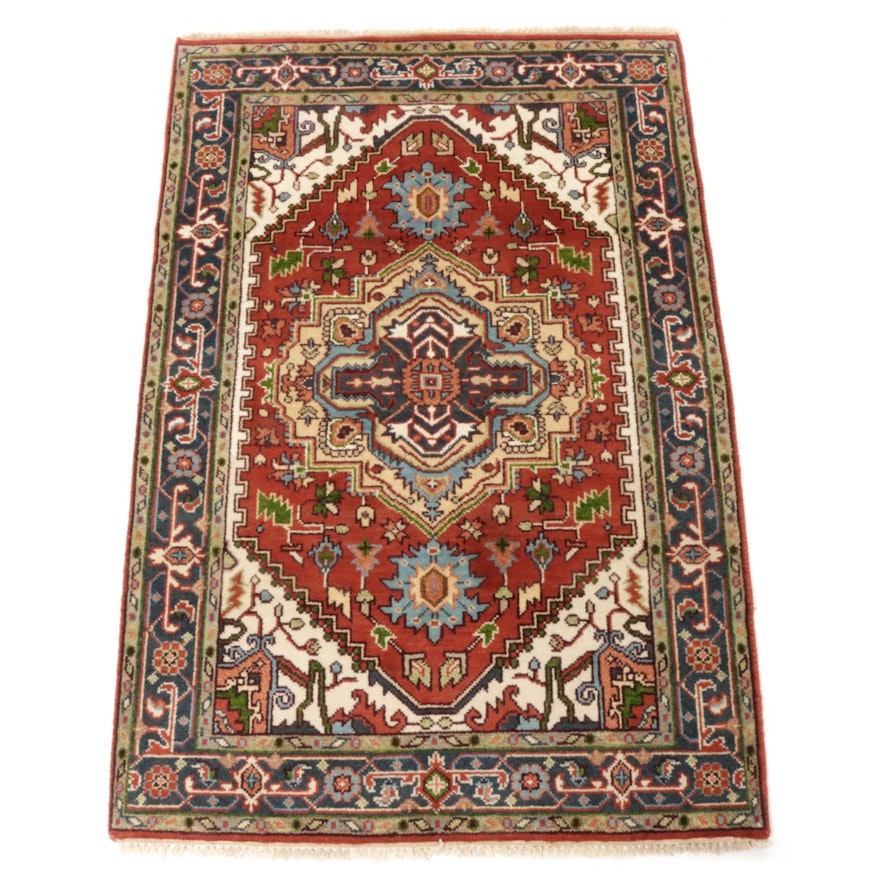 4'0 x 6'3 Hand-Knotted Indo-Persian Heriz Serapi Rug, 2010s