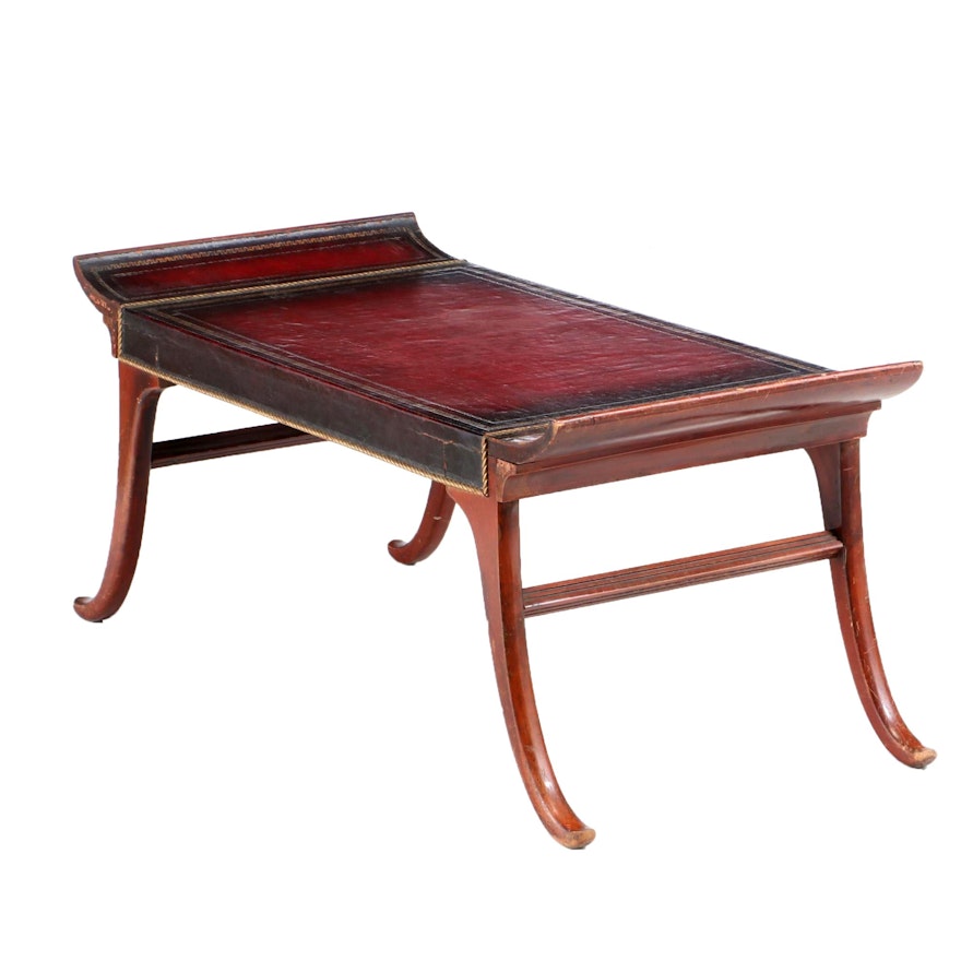 Regency Style Mahogany and Embossed Leather Coffee Table, circa 1950