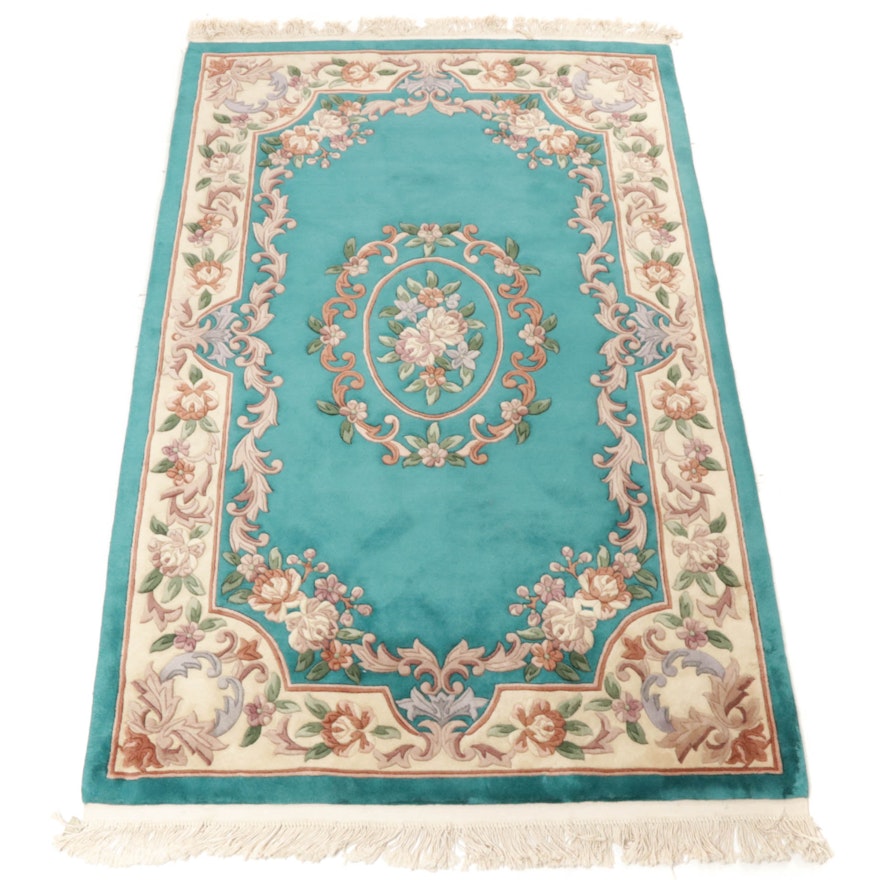 5'1 x 8'0 Hand-Knotted Chinese French Aubusson Sculpted Rug, 2000s