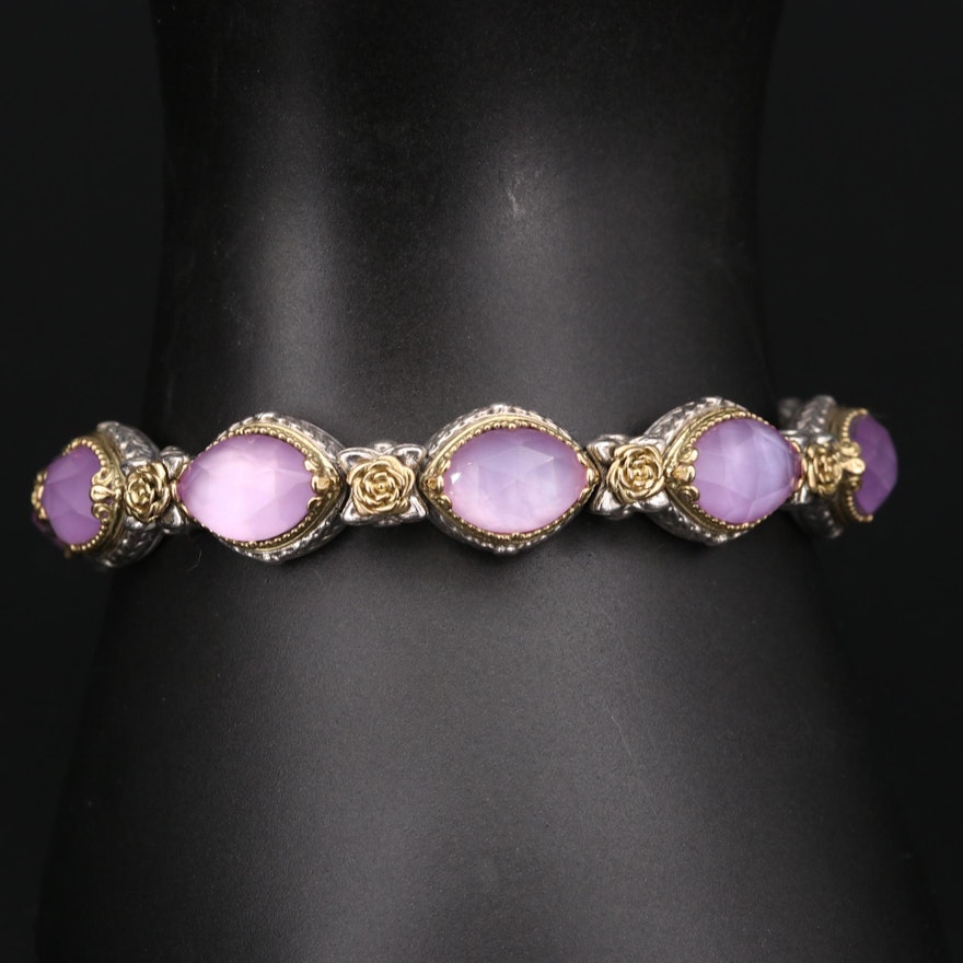 Konstantino Sterling Quartz and Mother of Pearl Doublet Bracelet with 18K Detail