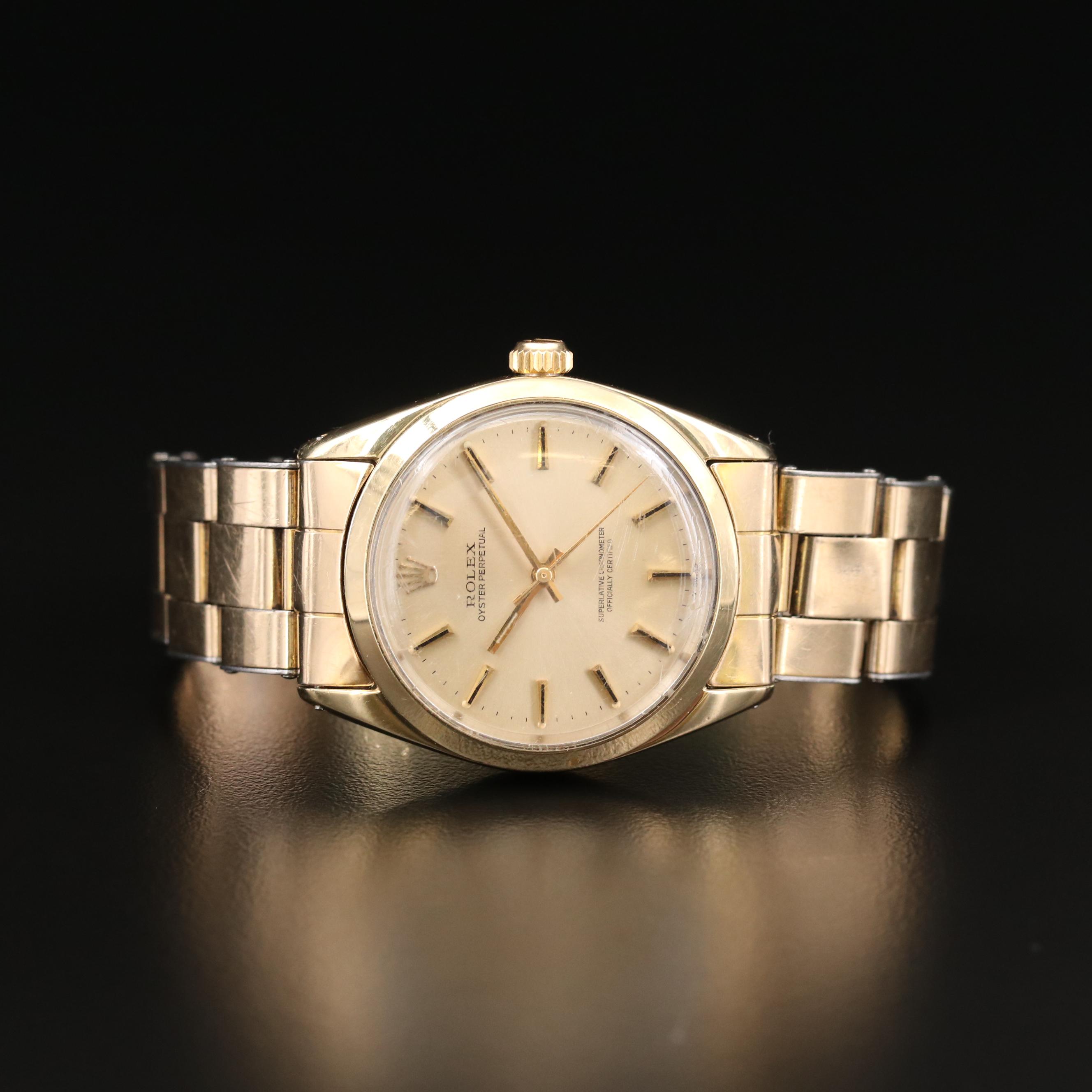 Vintage Rolex Oyster Perpetual Gold Shell Automatic Watch, 1969