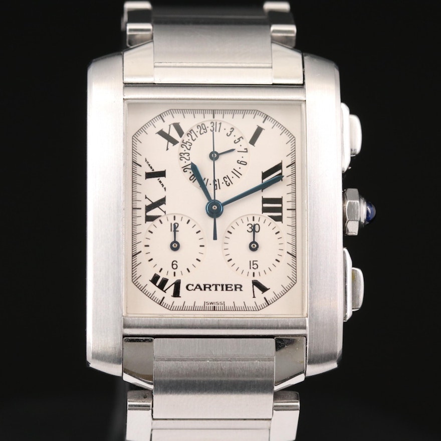 Cartier Tank Francaise Stainless Steel Chronograph Wristwatch
