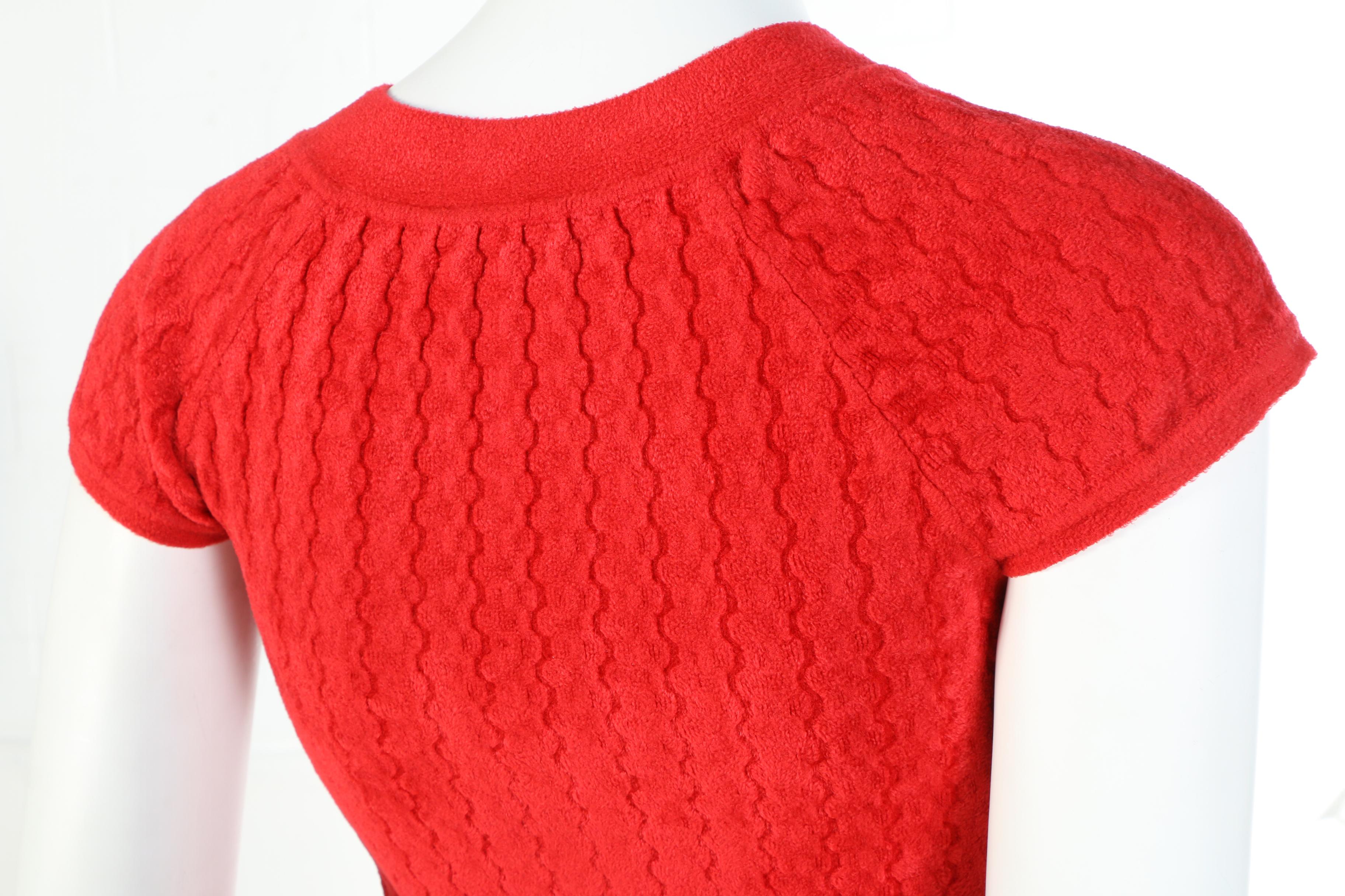 Chanel Red Velour Knit Cap Sleeve Dress from the 2010 Paris-Shanghai Collection