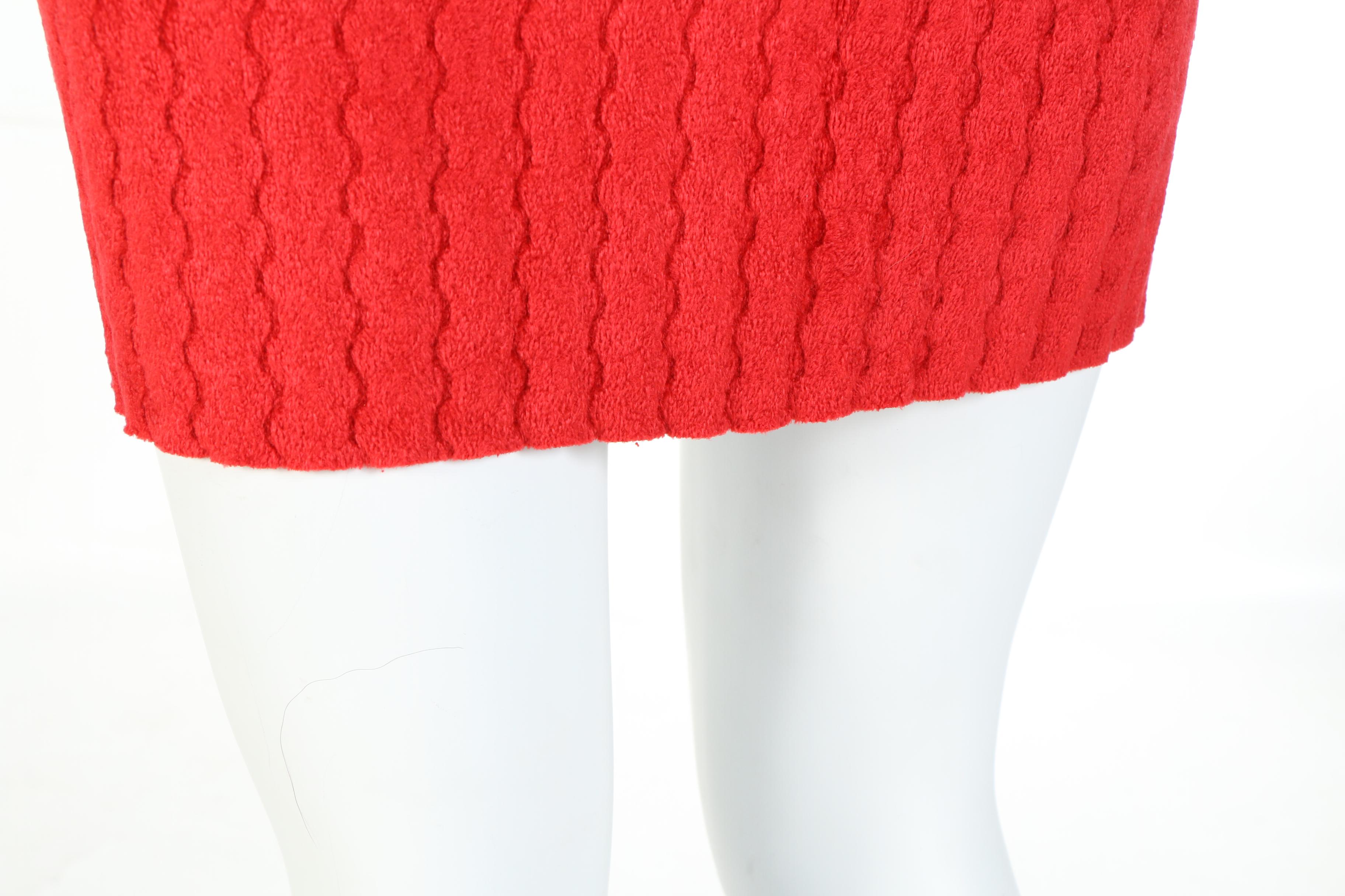 Chanel Red Velour Knit Cap Sleeve Dress from the 2010 Paris-Shanghai Collection