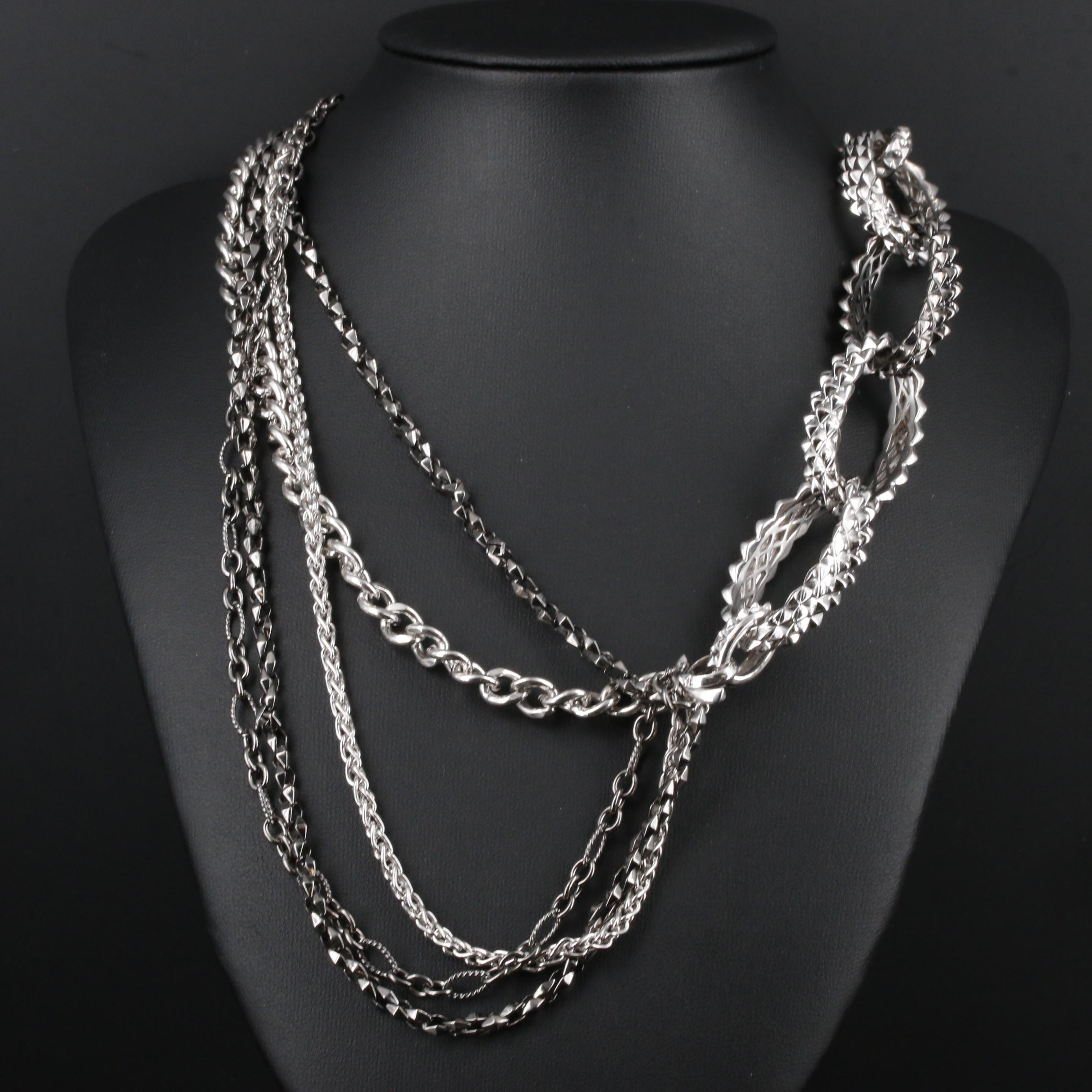 Stephen Webster Sterling Silver Multi-Strand Chain Necklace