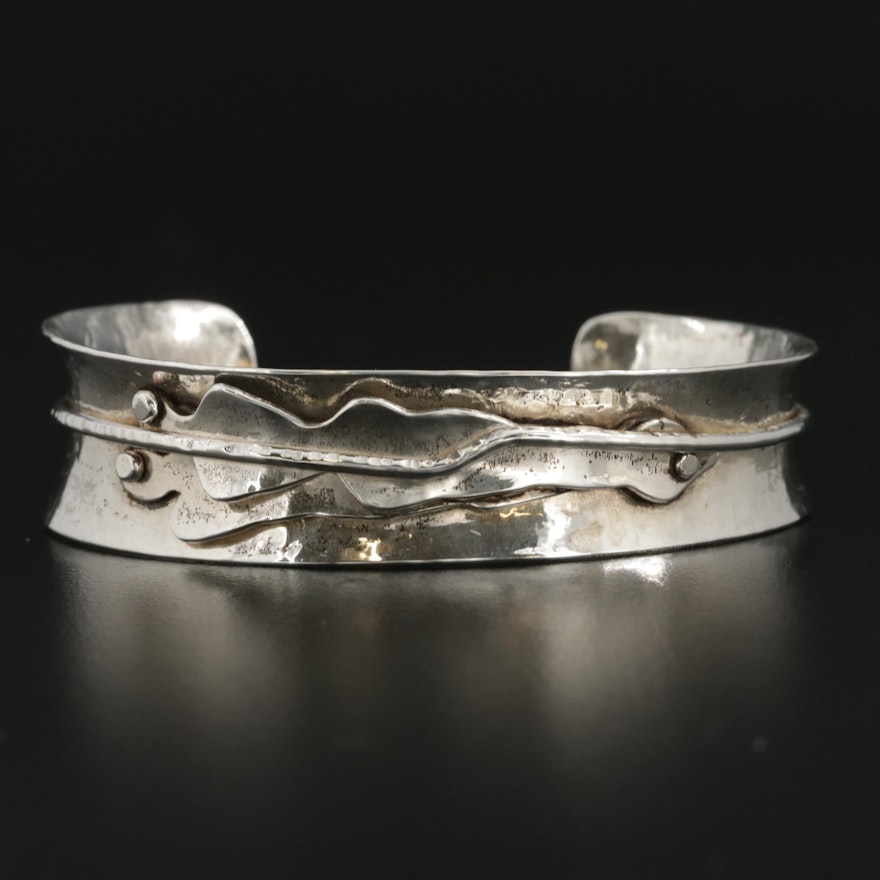 Modernist DeRobertis Designs Sterling Silver Cuff Bracelet