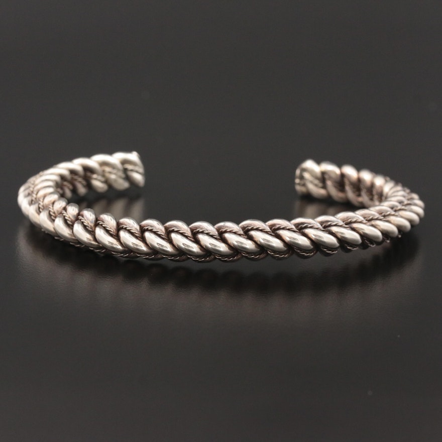 Sterling Silver Braided Wire Cuff Bracelet
