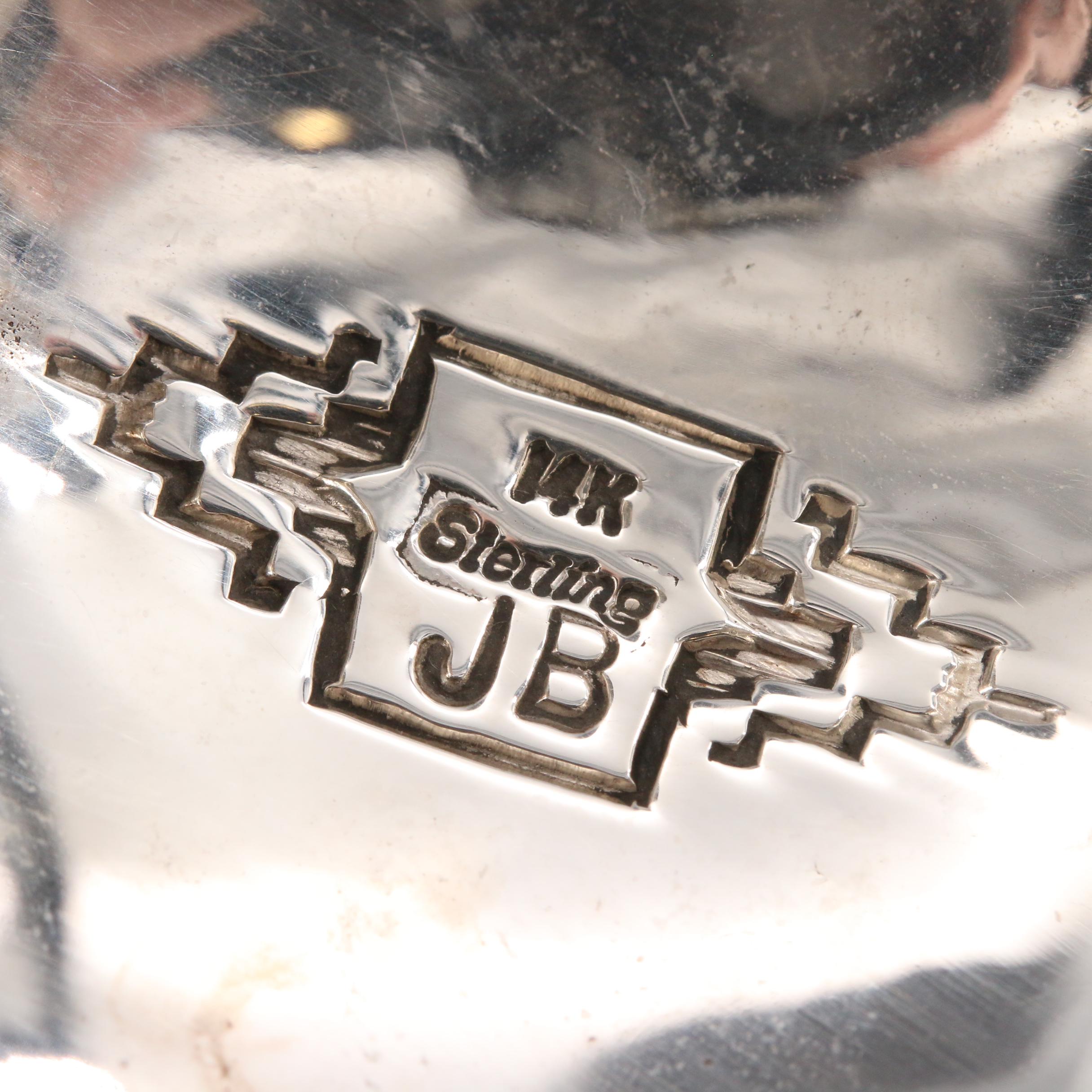 Jefferson Brown Navajo Diné Sterling Turquoise Cuff Bracelet with 14K Accent