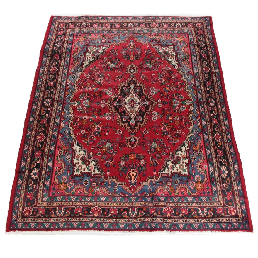 7'0 x 9'10 Hand-Knotted Persian Yazd Wool Rug