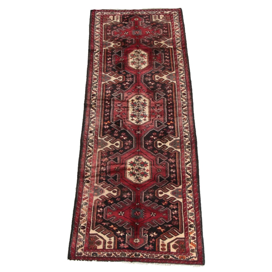 3'5 x 9'11 Hand-Knotted Persian Karaja Wool Long Rug