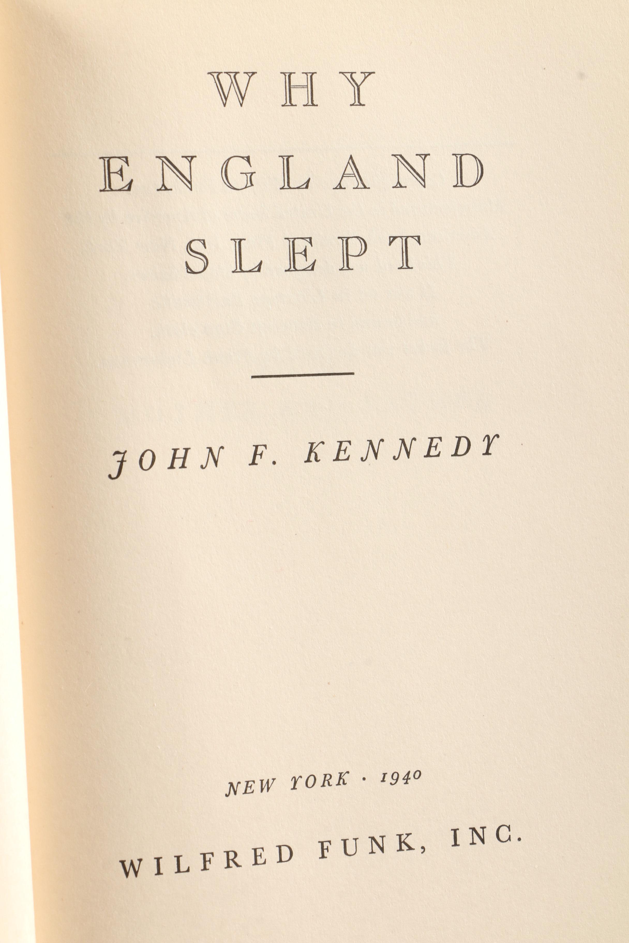 First Edition "Why England Slept" by John F. Kennedy, 1940 EBTH