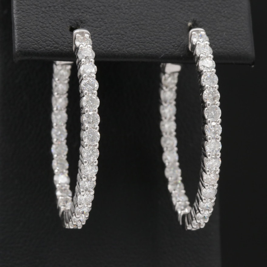 14K White Gold 3.00 CTW Diamond Inside-Out Hoop Earrings