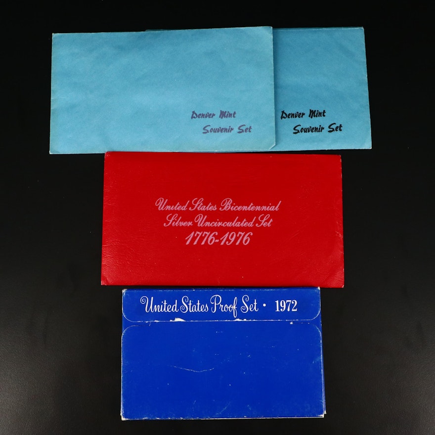 Four U.S. Mint Sets including a 1972 U.S. Proof Set