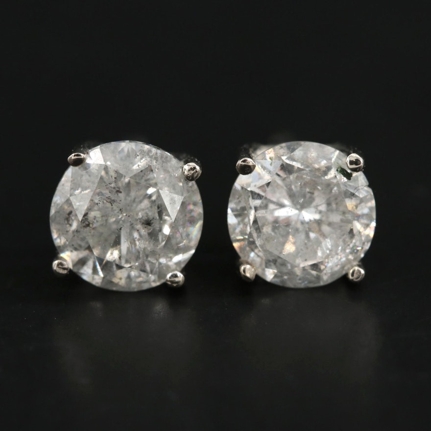 14K White Gold 1.43 CTW Diamond Stud Earrings