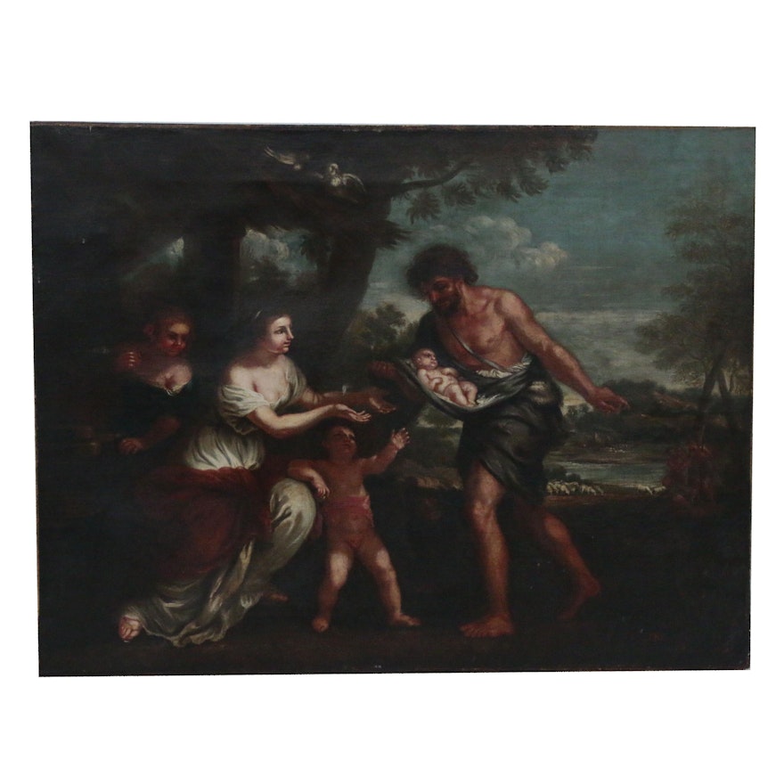 Allegorical Landscape Oil Painting, Late 19th Century