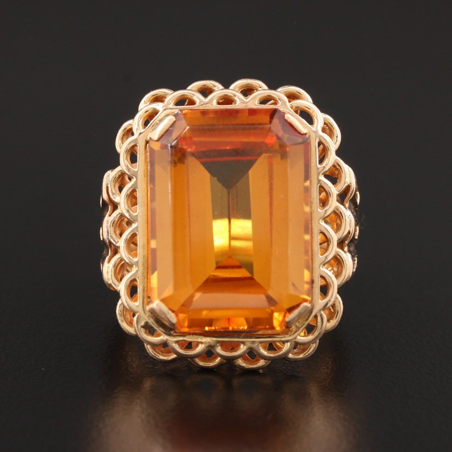 14K Yellow Gold Sapphire Openwork Ring